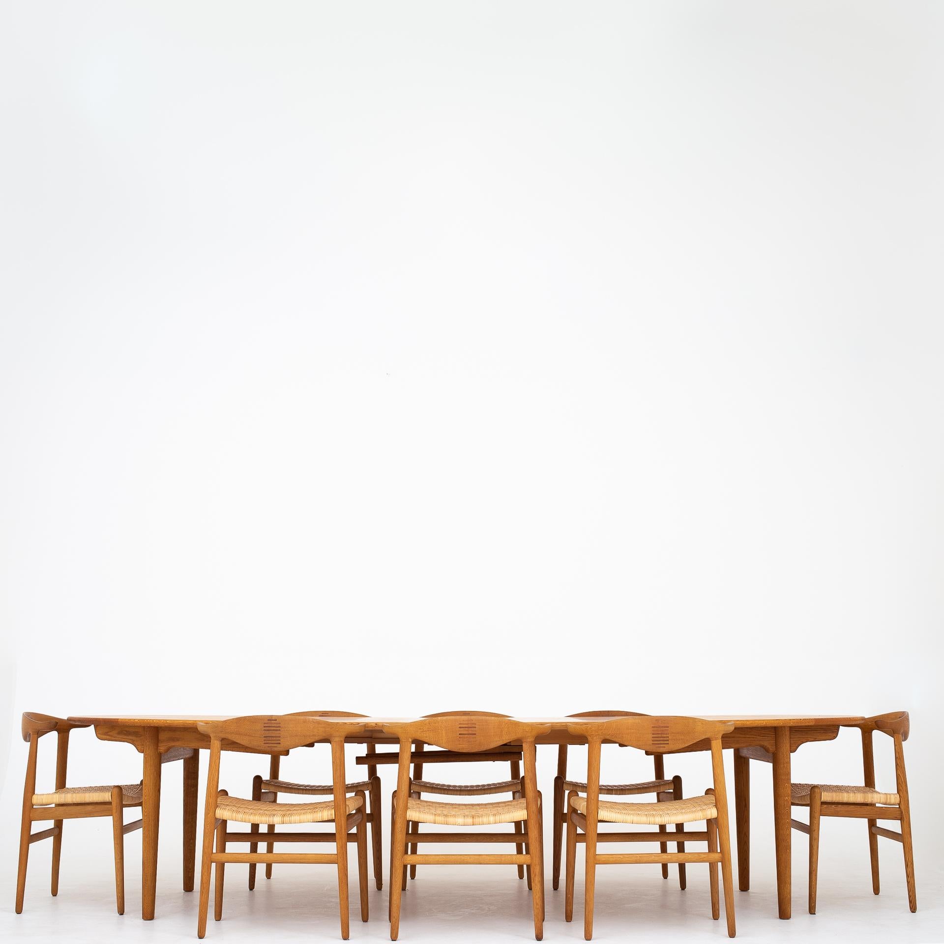 Oak Set of Eight Cow Horn Chairs by Hans J. Wegner, Maker Johannes Hansen
