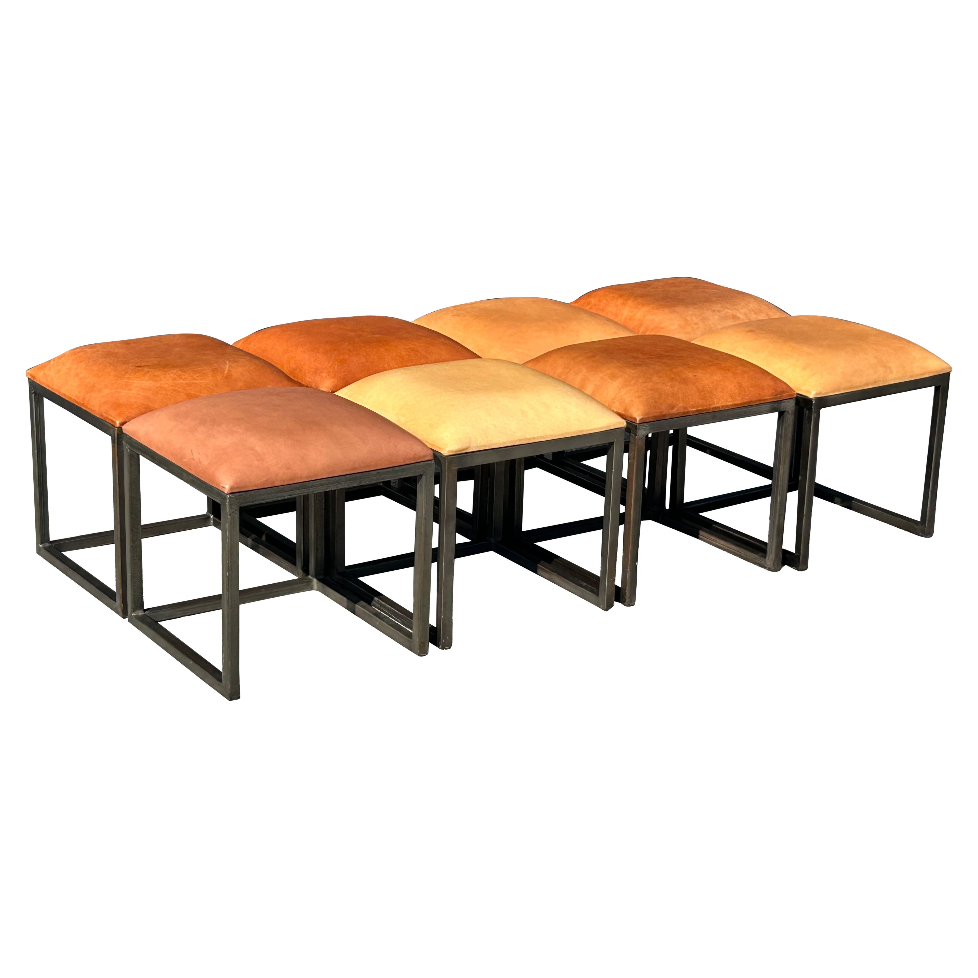 Set of Eight Custom Dining / Occasional Stools For Sale