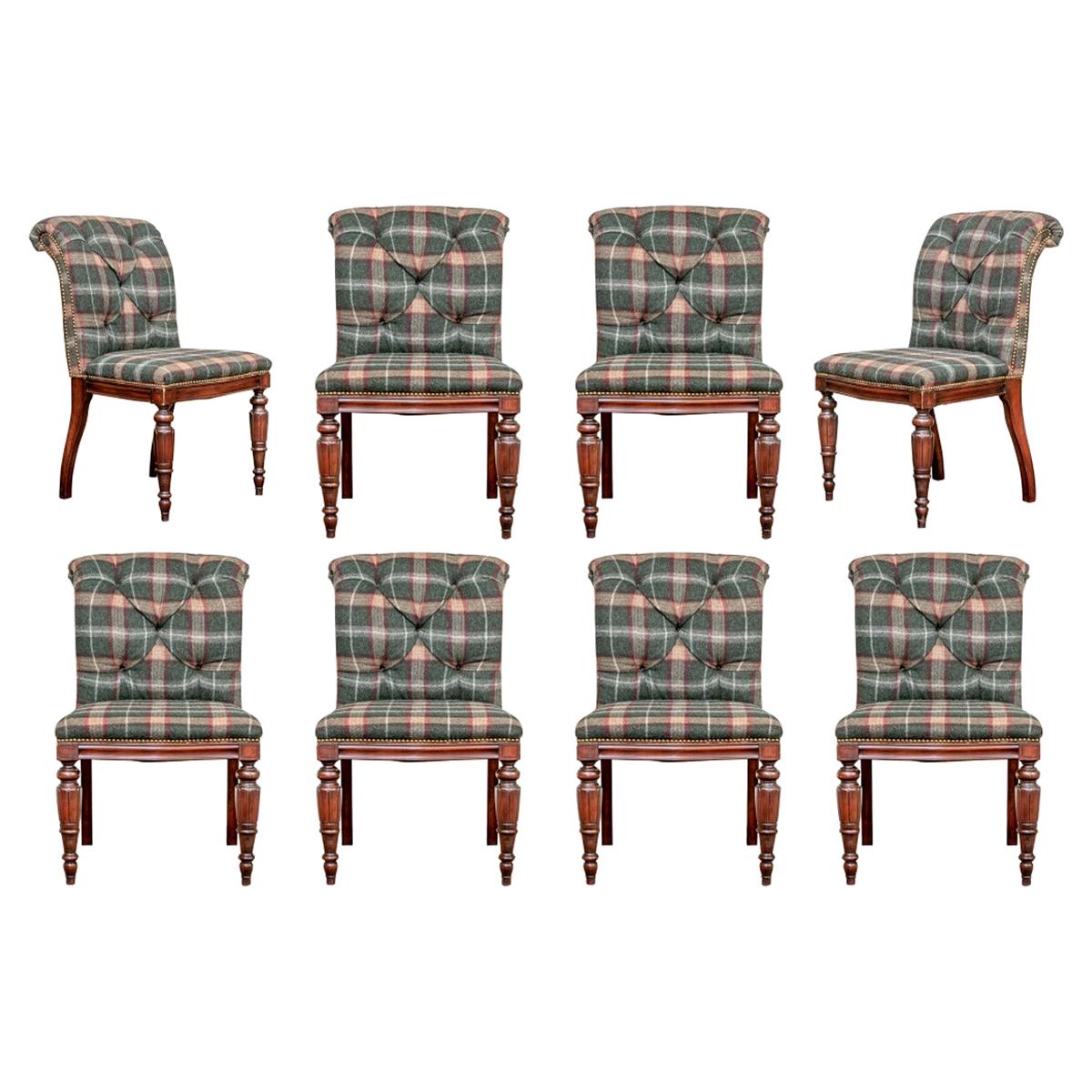 Set of Eight Custom Ralph Lauren Upholstered Dining Chairs