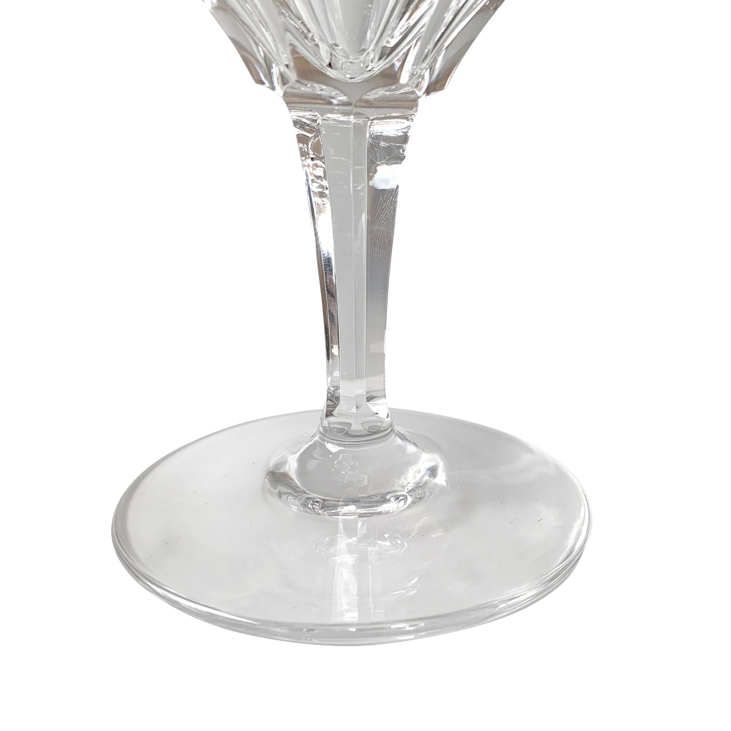 Mid-Century Modern Set of Eight Cut Crystal Wine Goblets by Josair