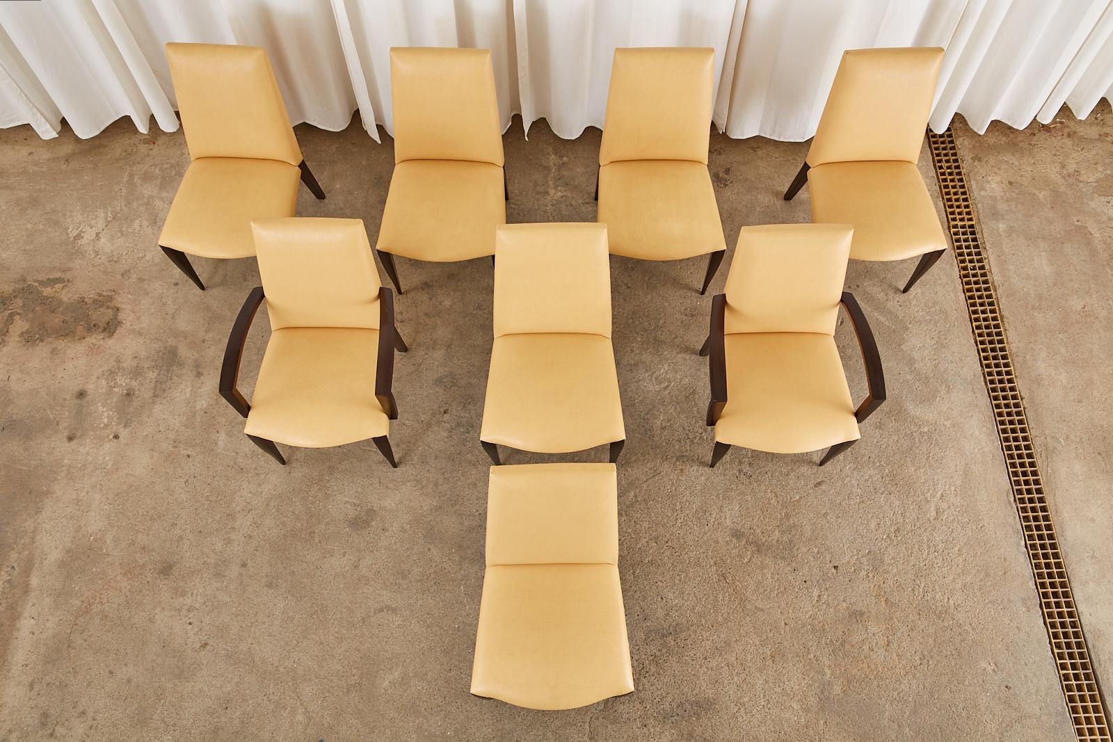 Modern Set of Eight Dakota Jackson Leather Ke-Zu Dining Chairs