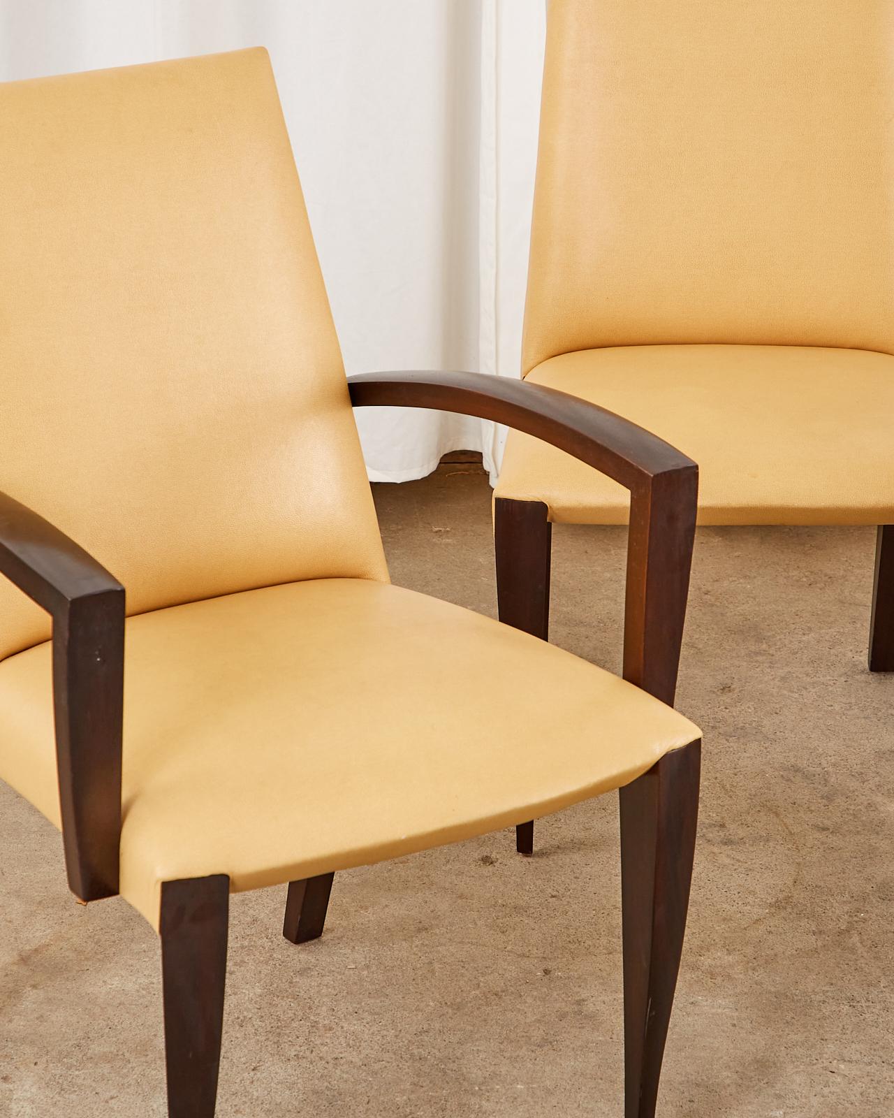 Hand-Crafted Set of Eight Dakota Jackson Leather Ke-Zu Dining Chairs