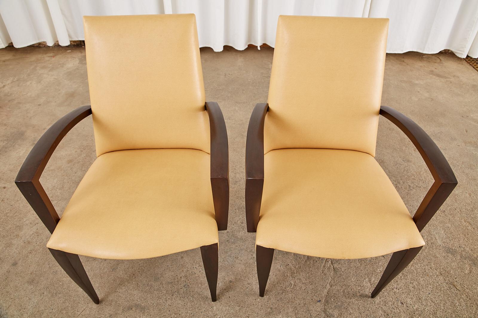 Mahogany Set of Eight Dakota Jackson Leather Ke-Zu Dining Chairs