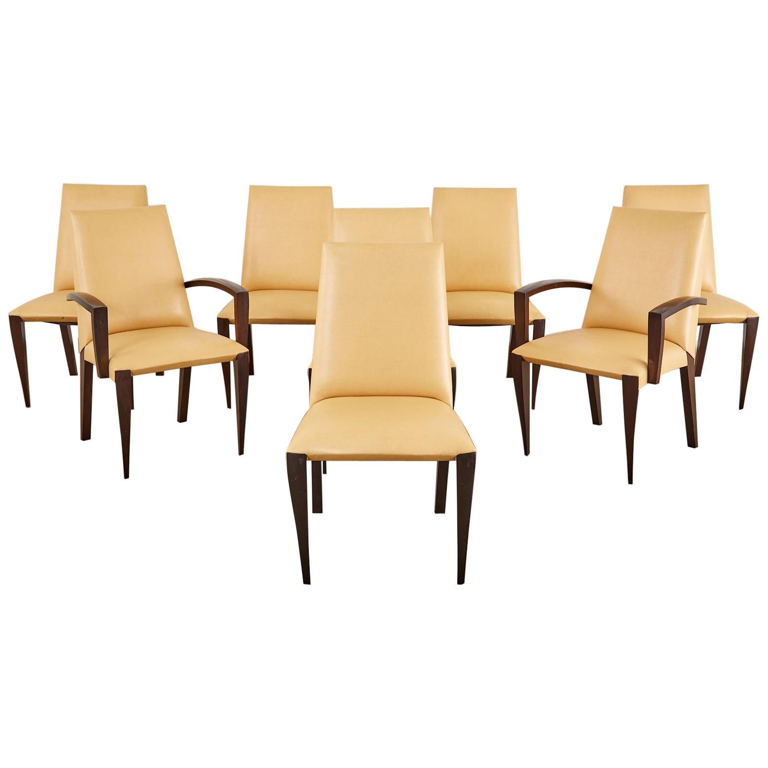 Set of Eight Dakota Jackson Leather Ke-Zu Dining Chairs