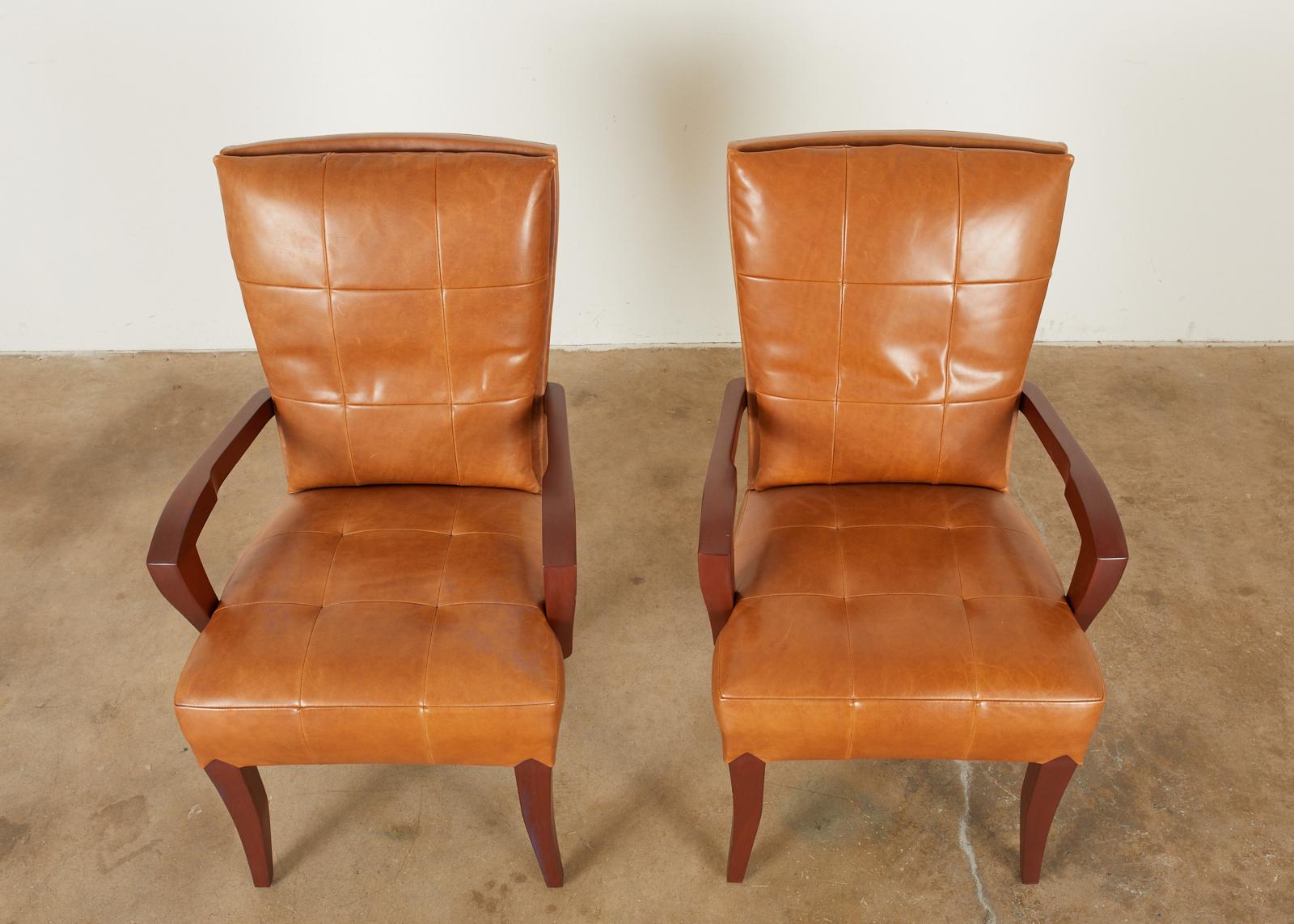 Contemporary Set of Eight Dakota Jackson Puff Leather Dining Chairs
