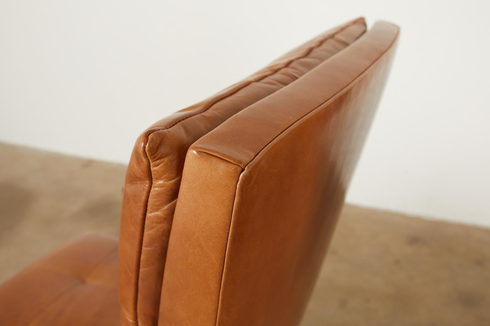 Set of Eight Dakota Jackson Puff Leather Dining Chairs 2