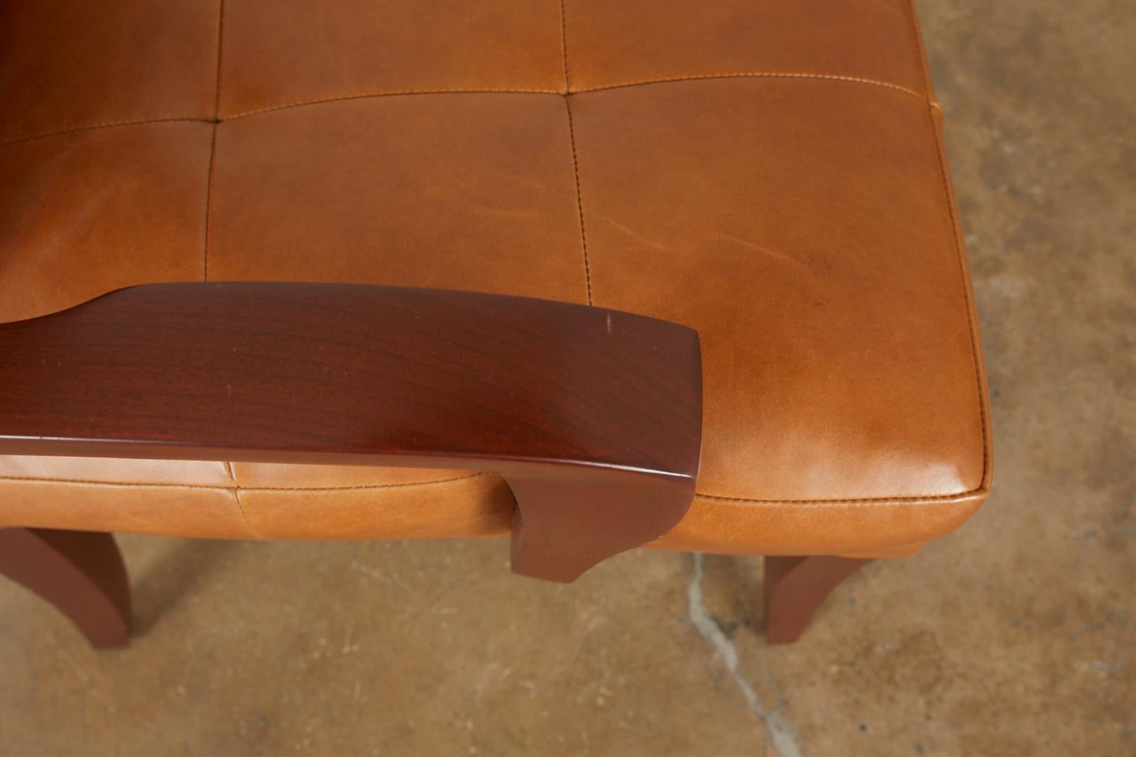 Set of Eight Dakota Jackson Puff Leather Dining Chairs 3
