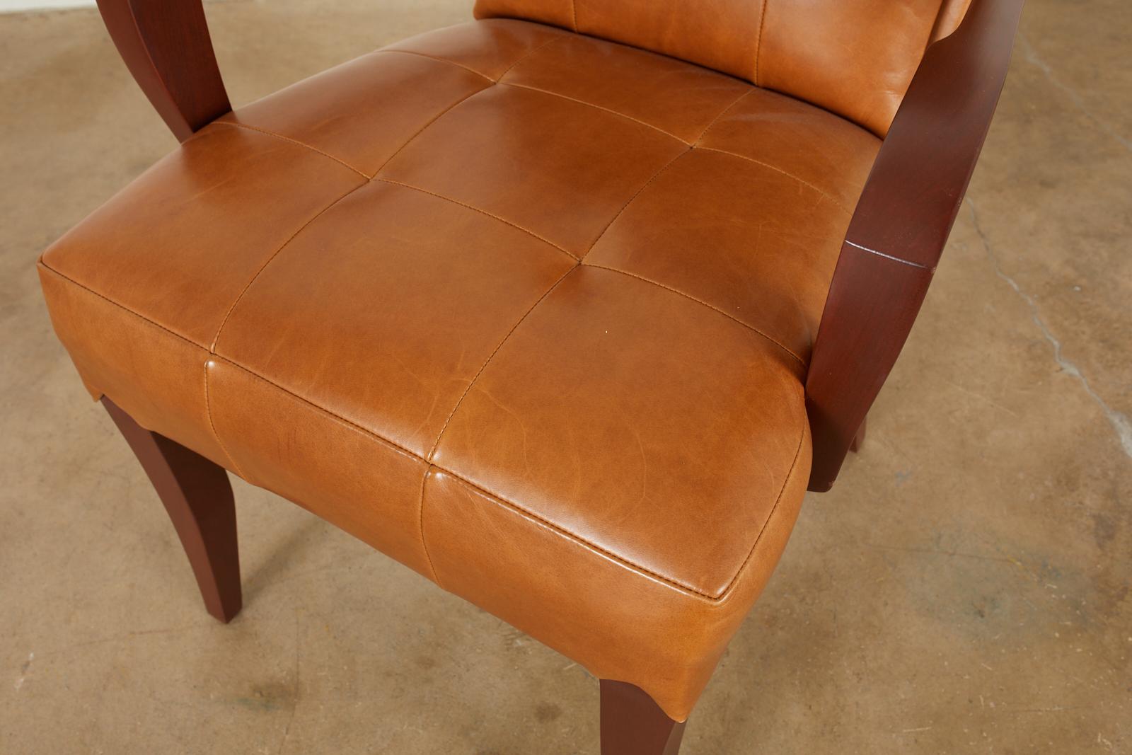 Set of Eight Dakota Jackson Puff Leather Dining Chairs 5