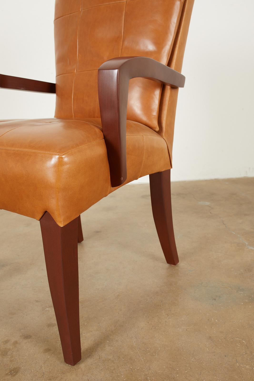 Set of Eight Dakota Jackson Puff Leather Dining Chairs 6