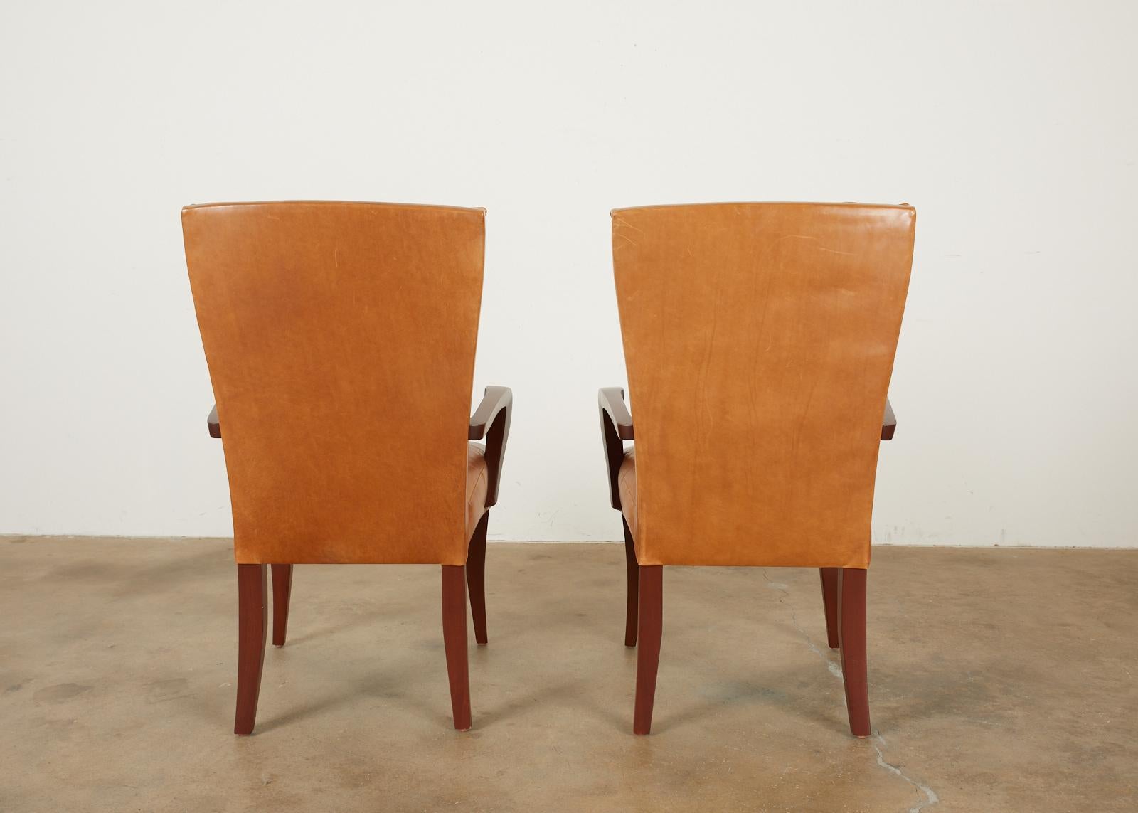 Set of Eight Dakota Jackson Puff Leather Dining Chairs 7