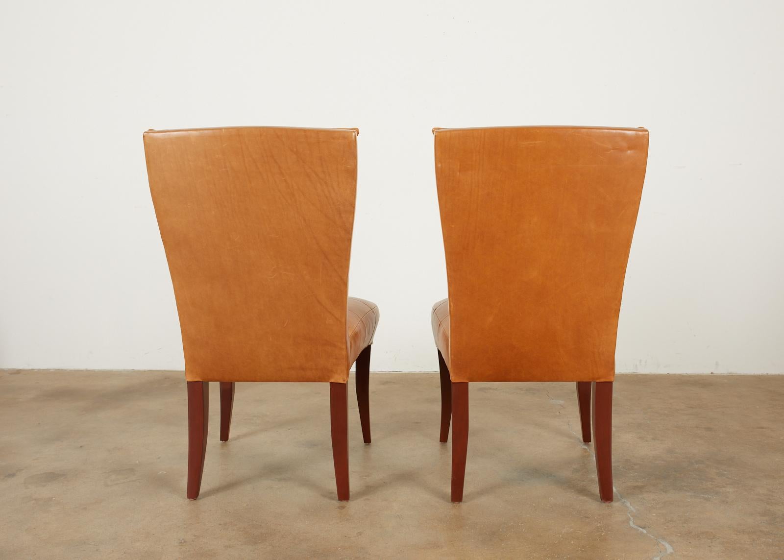 Modern Set of Eight Dakota Jackson Puff Leather Dining Chairs