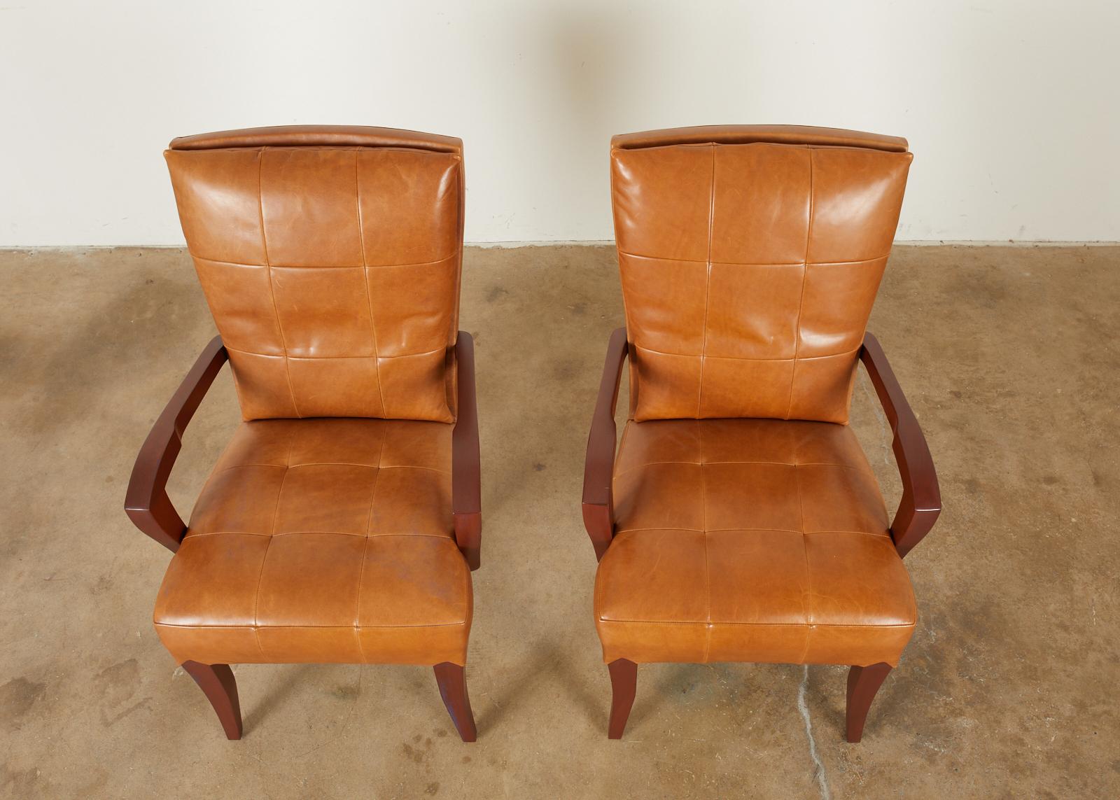 Hand-Crafted Set of Eight Dakota Jackson Puff Leather Dining Chairs