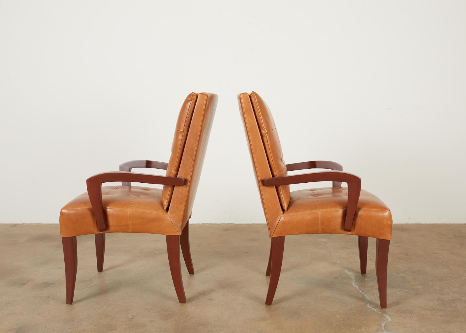 Set of Eight Dakota Jackson Puff Leather Dining Chairs In Good Condition In Rio Vista, CA