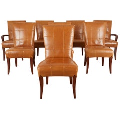 Used Set of Eight Dakota Jackson Puff Leather Dining Chairs
