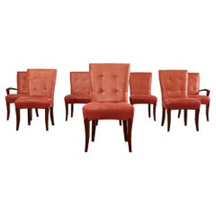 Set of Eight Dakota Jackson Puff Leather Dining Chairs