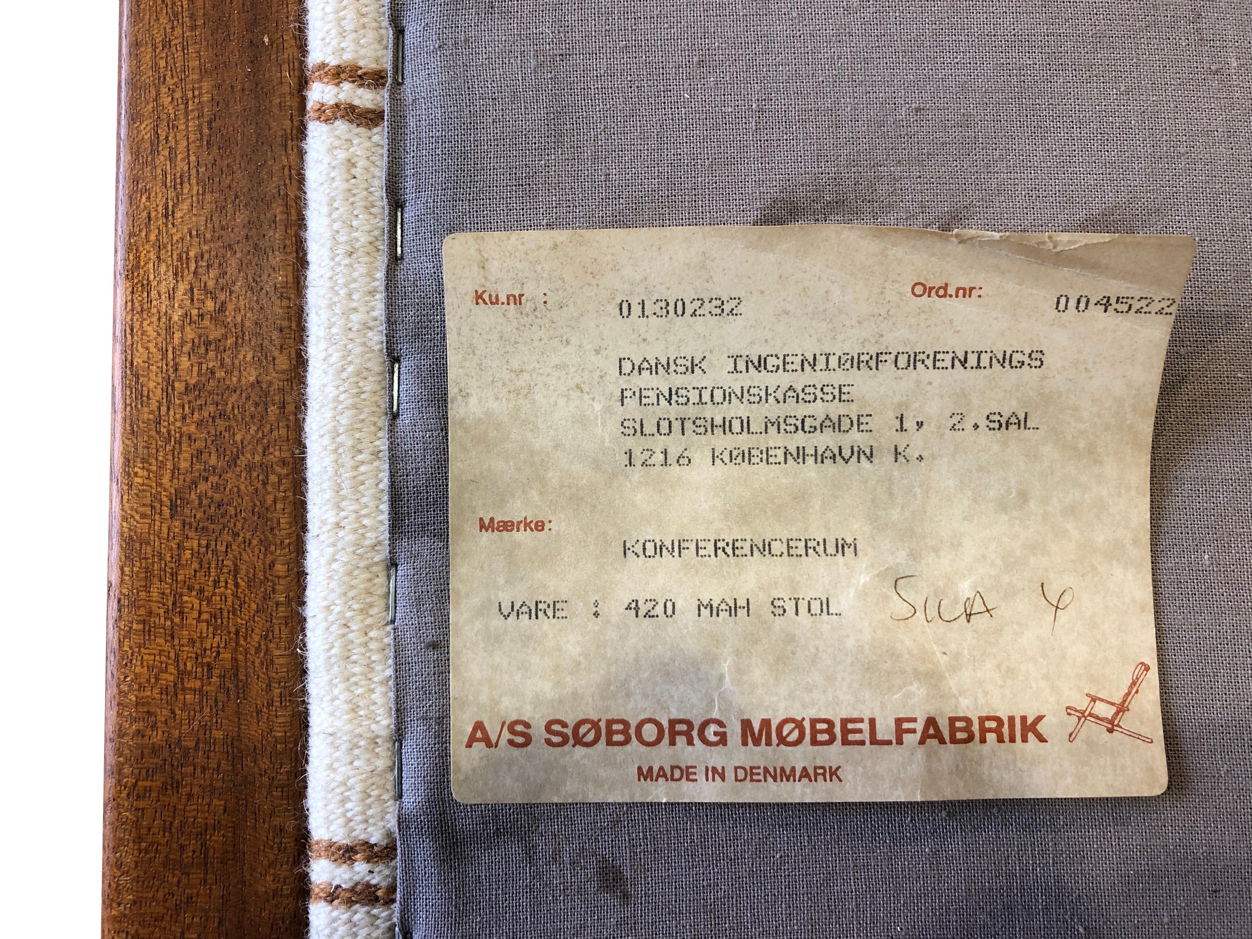Set of Eight Danish 20th Century Soborg Mobelfabrik Teak Armchairs 2