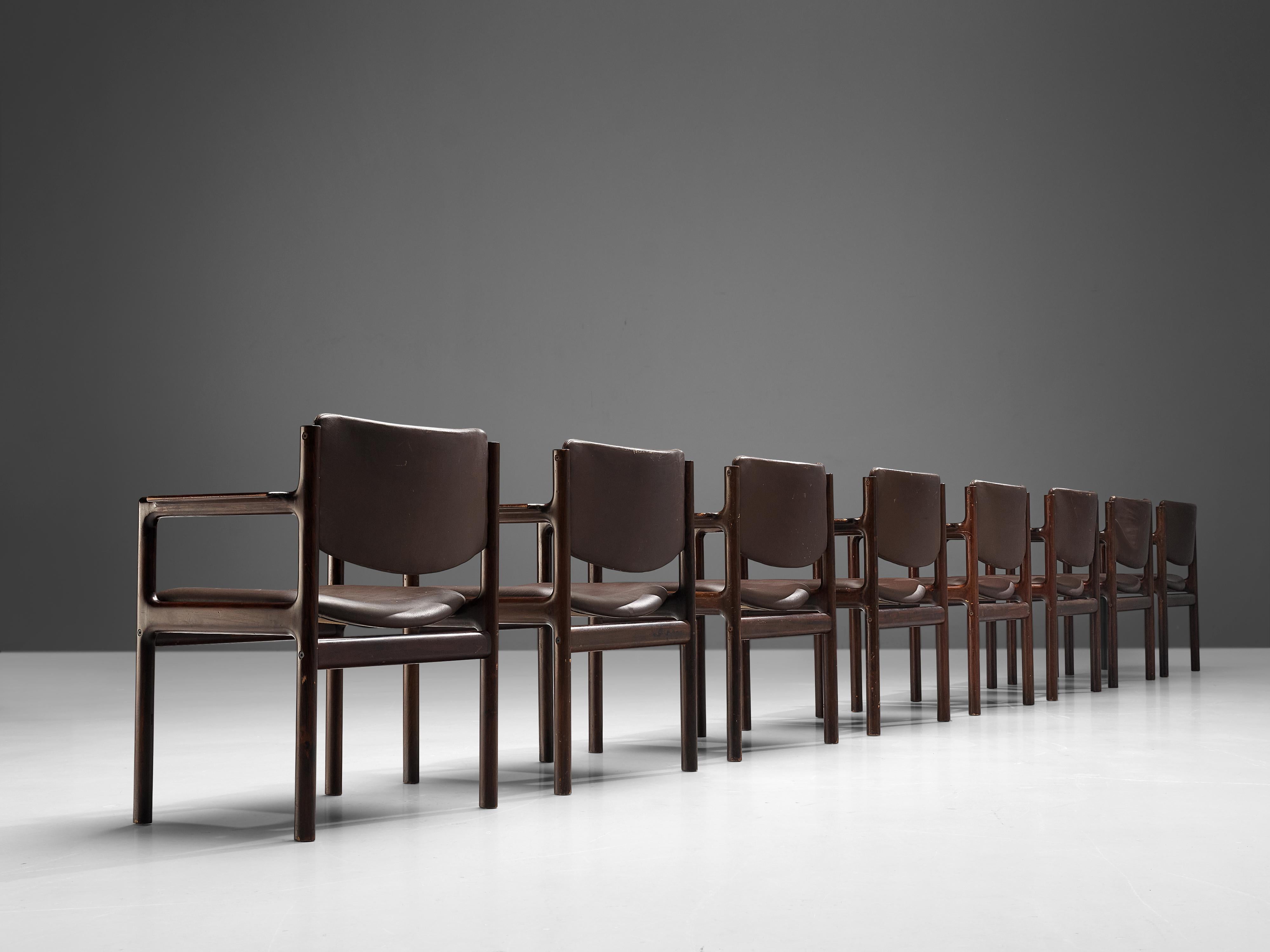 Danois Danish Set of Eight Armchairs in Stained Mahogany en vente