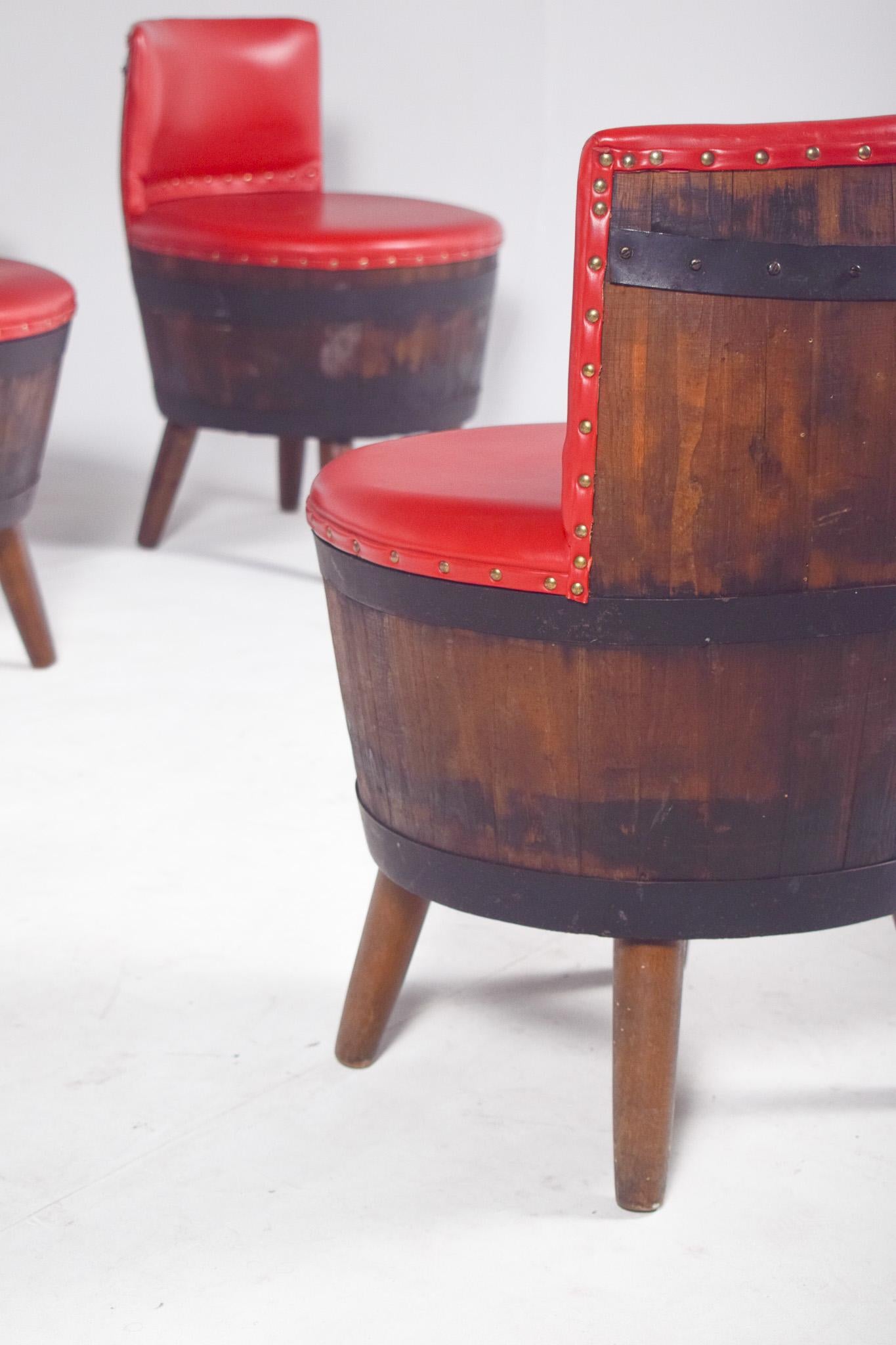 Set of Eight Danish Chairs Made of Wooden Barrels For Sale 8