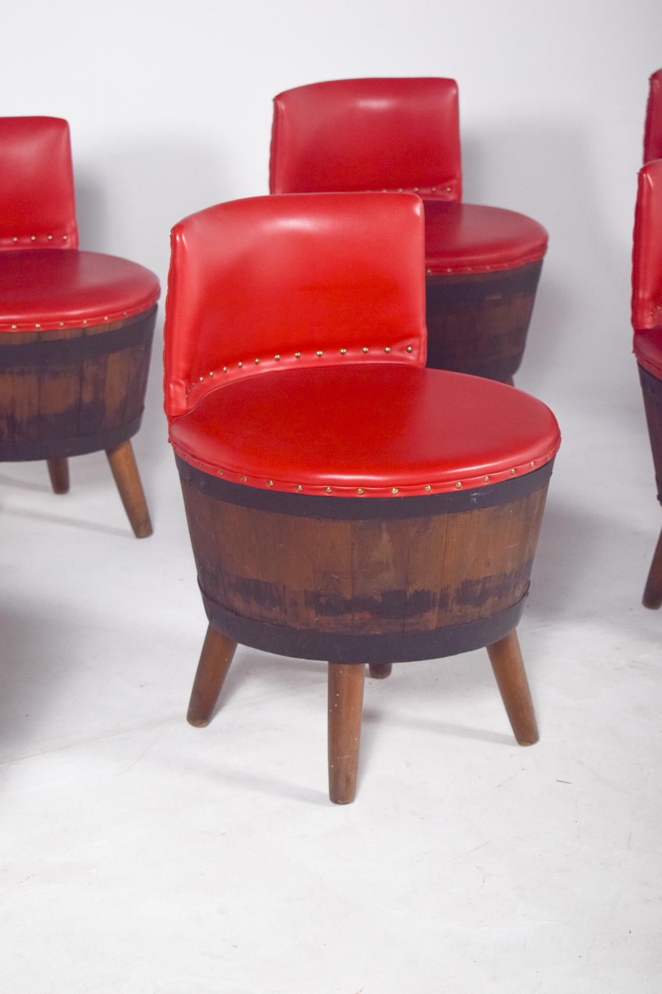 Set of Eight Danish Chairs Made of Wooden Barrels In Good Condition For Sale In Lisboa, Lisboa