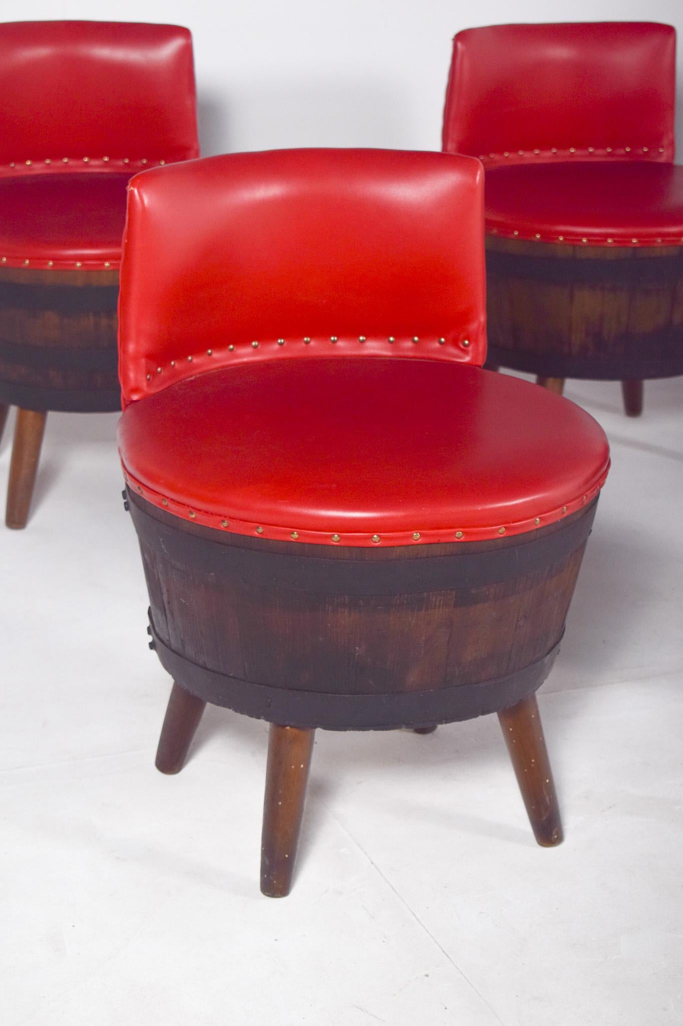 Mid-20th Century Set of Eight Danish Chairs Made of Wooden Barrels For Sale