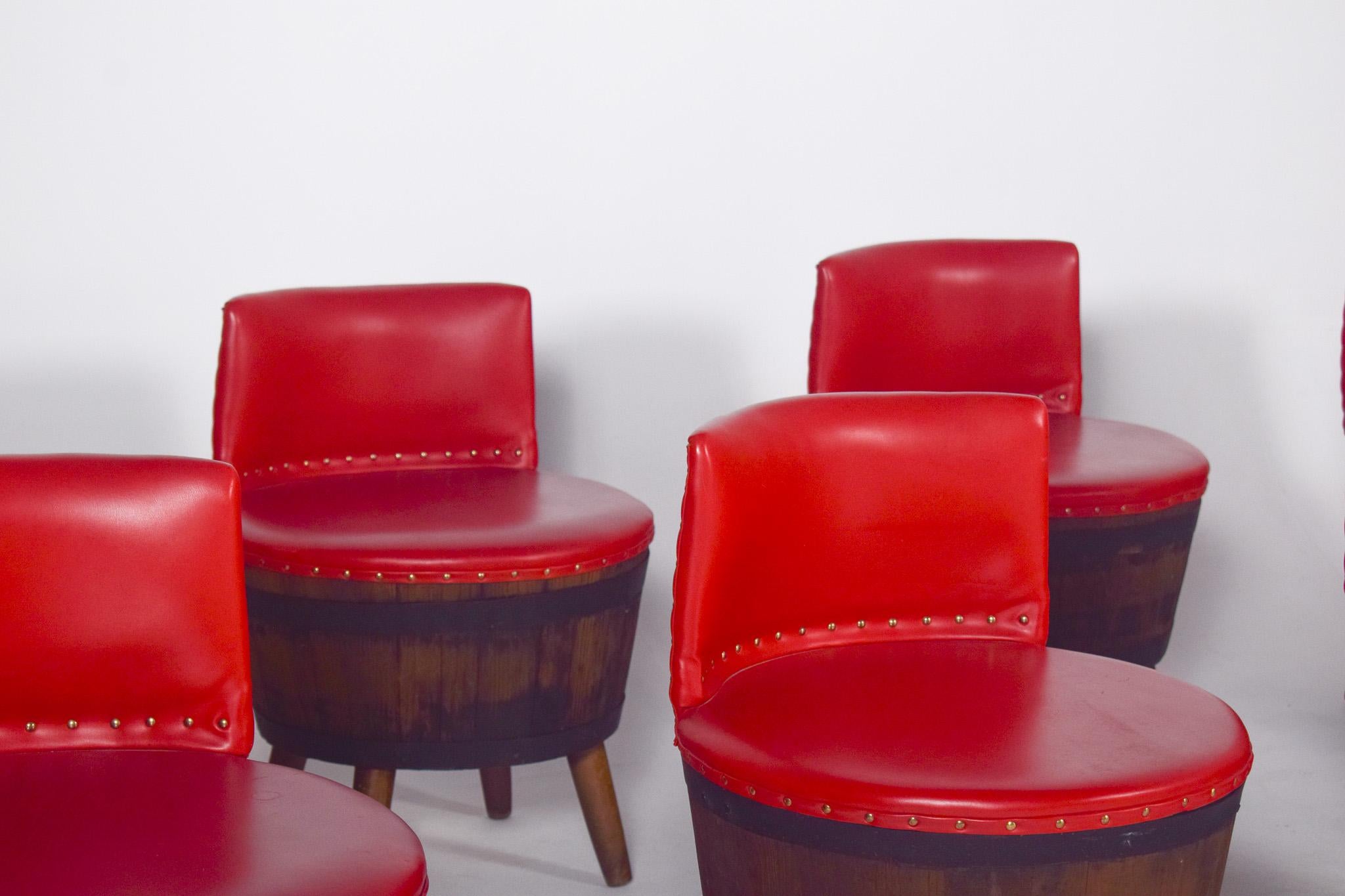 Set of Eight Danish Chairs Made of Wooden Barrels For Sale 1