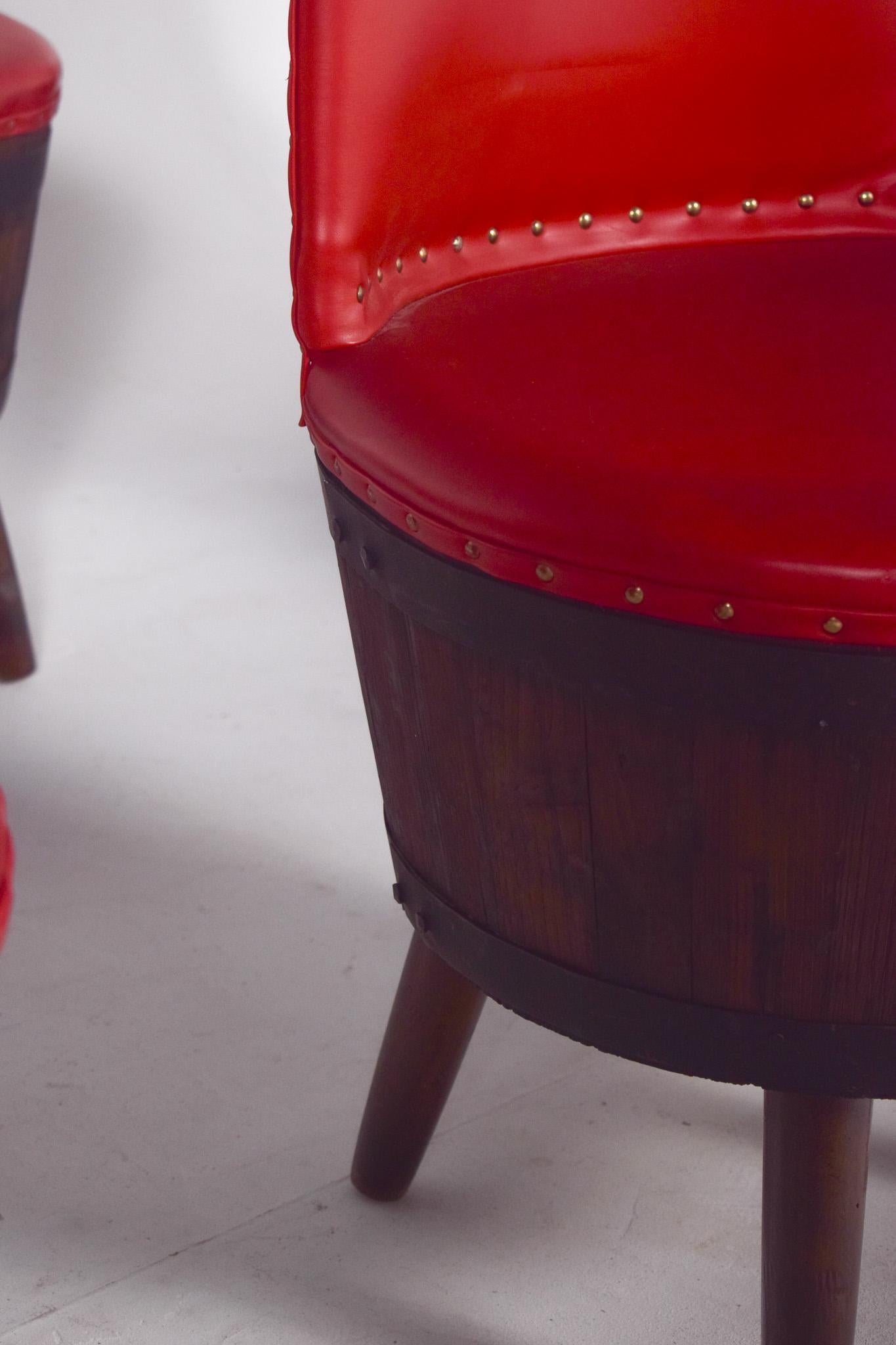 Set of Eight Danish Chairs Made of Wooden Barrels For Sale 3