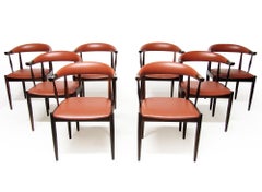 Set Of Eight Danish Cow Horn "Model 12" Chairs In Rosewood By Johannes Andersen