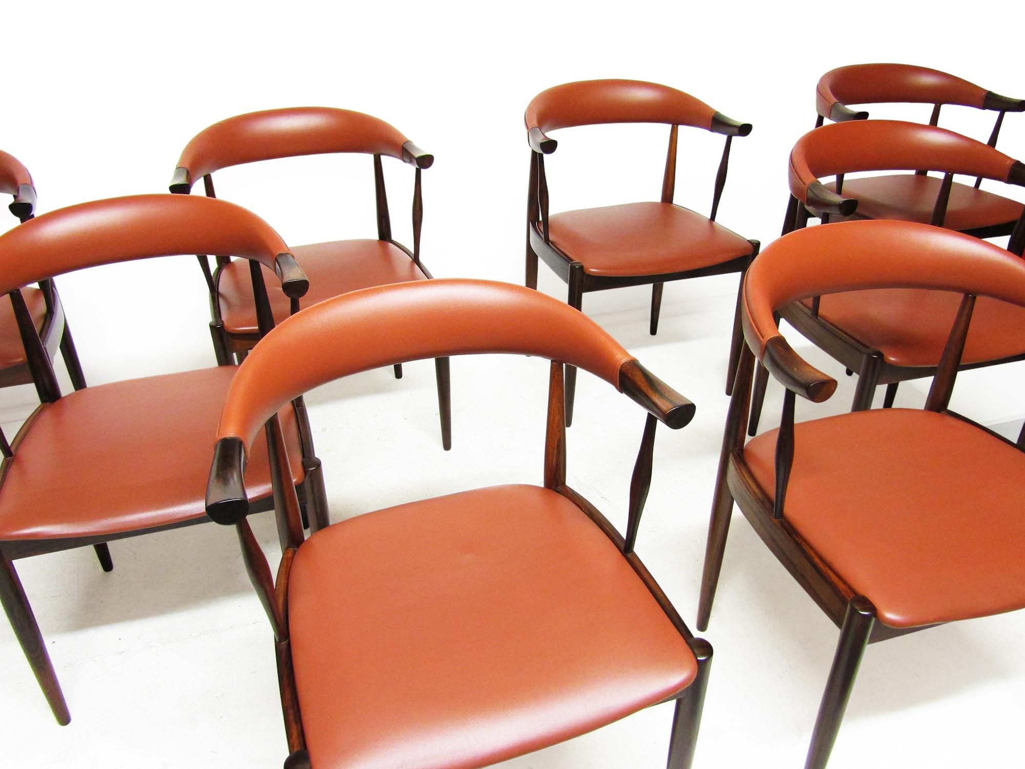 Legno massiccio Set di otto sedie danesi in corno di mucca 