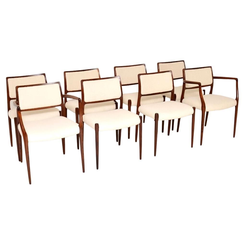 Set di otto sedie da pranzo danesi di Niels Moller in vendita