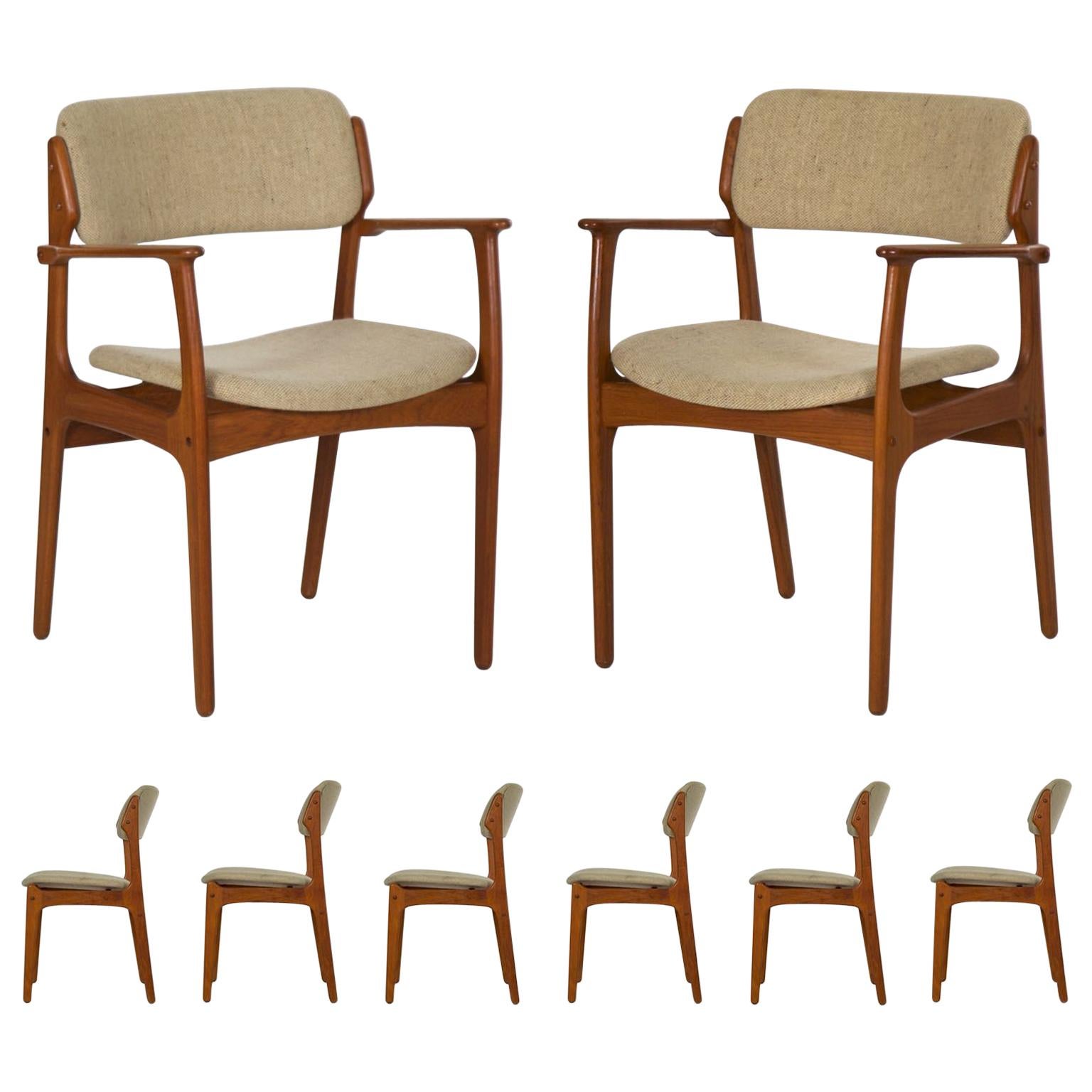 Set of Eight Danish Mid Century Erik Buch for O.D. Møbler Dining Chairs