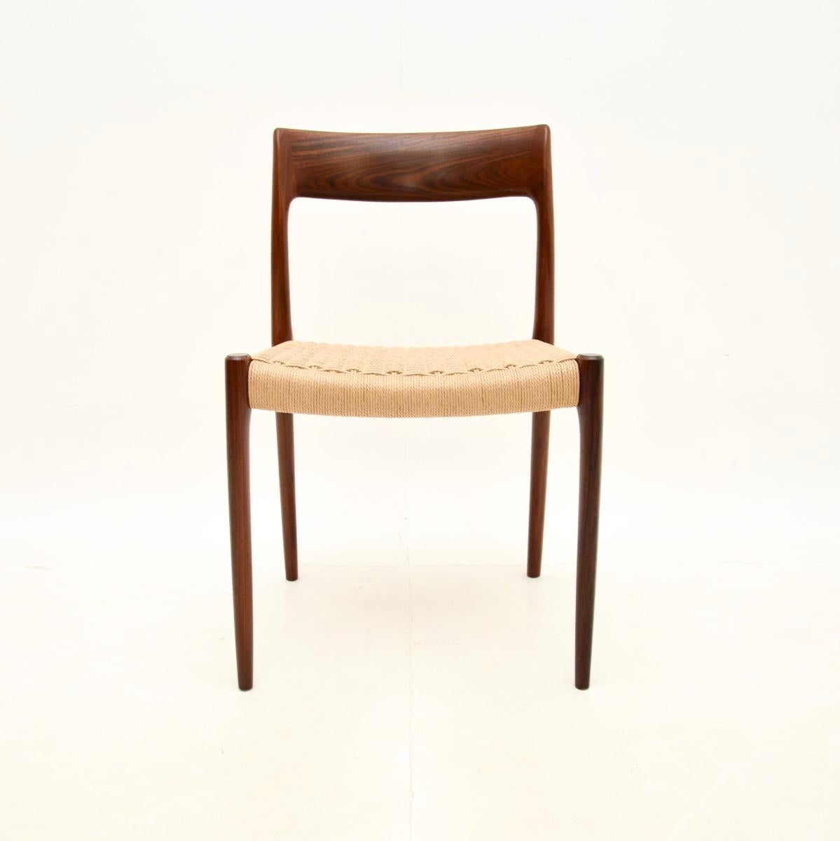 Papercord Set of Eight Danish Model 77 Dining Chairs by Niels Moller