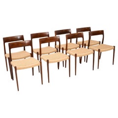 Set of Eight Danish Model 77 Dining Chairs by Niels Moller