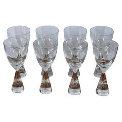 Set of Eight Danish Modern "Princess" Glass Bubble Cordial Glasses by Holmegaard
