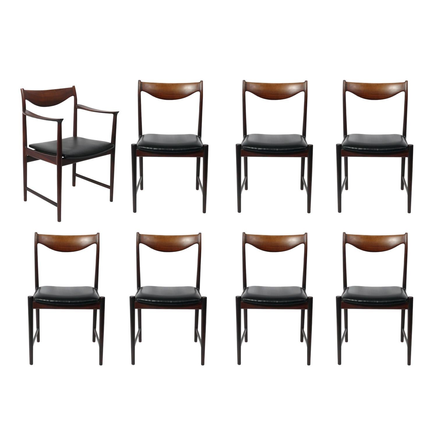Set of Eight Danish Modern Rosewood Dining Chairs designed by Torbjorn Afdal