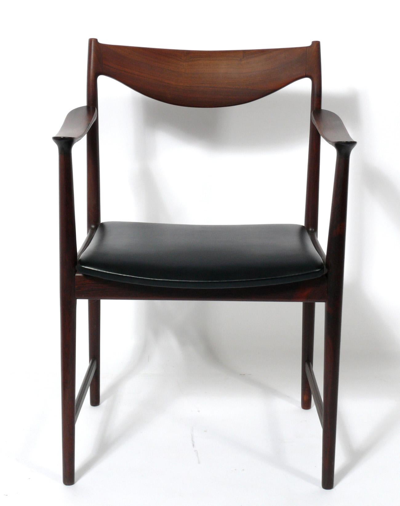 Set of Eight Danish Modern Rosewood Dining Chairs designed by Torbjorn Afdal In Good Condition In Atlanta, GA