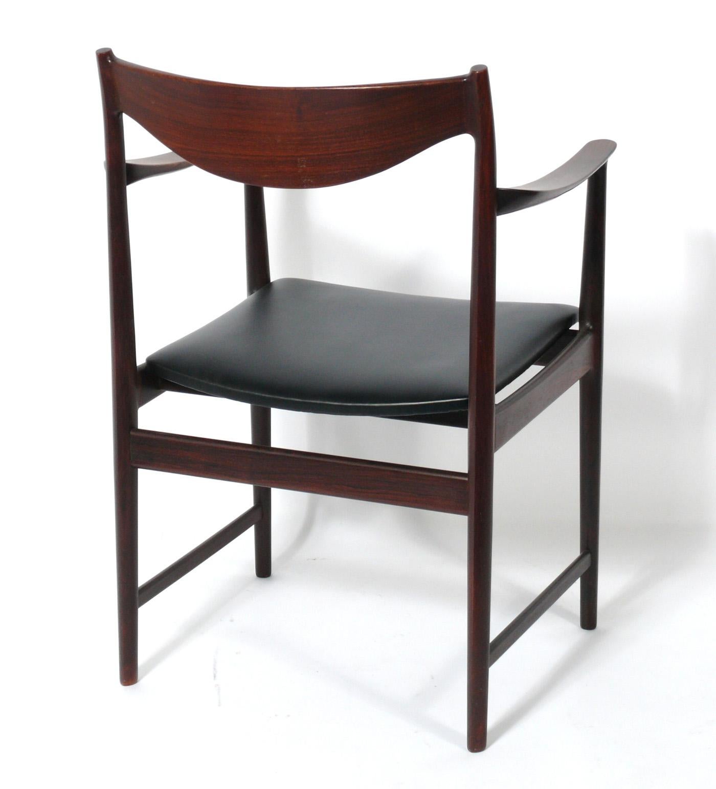 Upholstery Set of Eight Danish Modern Rosewood Dining Chairs designed by Torbjorn Afdal