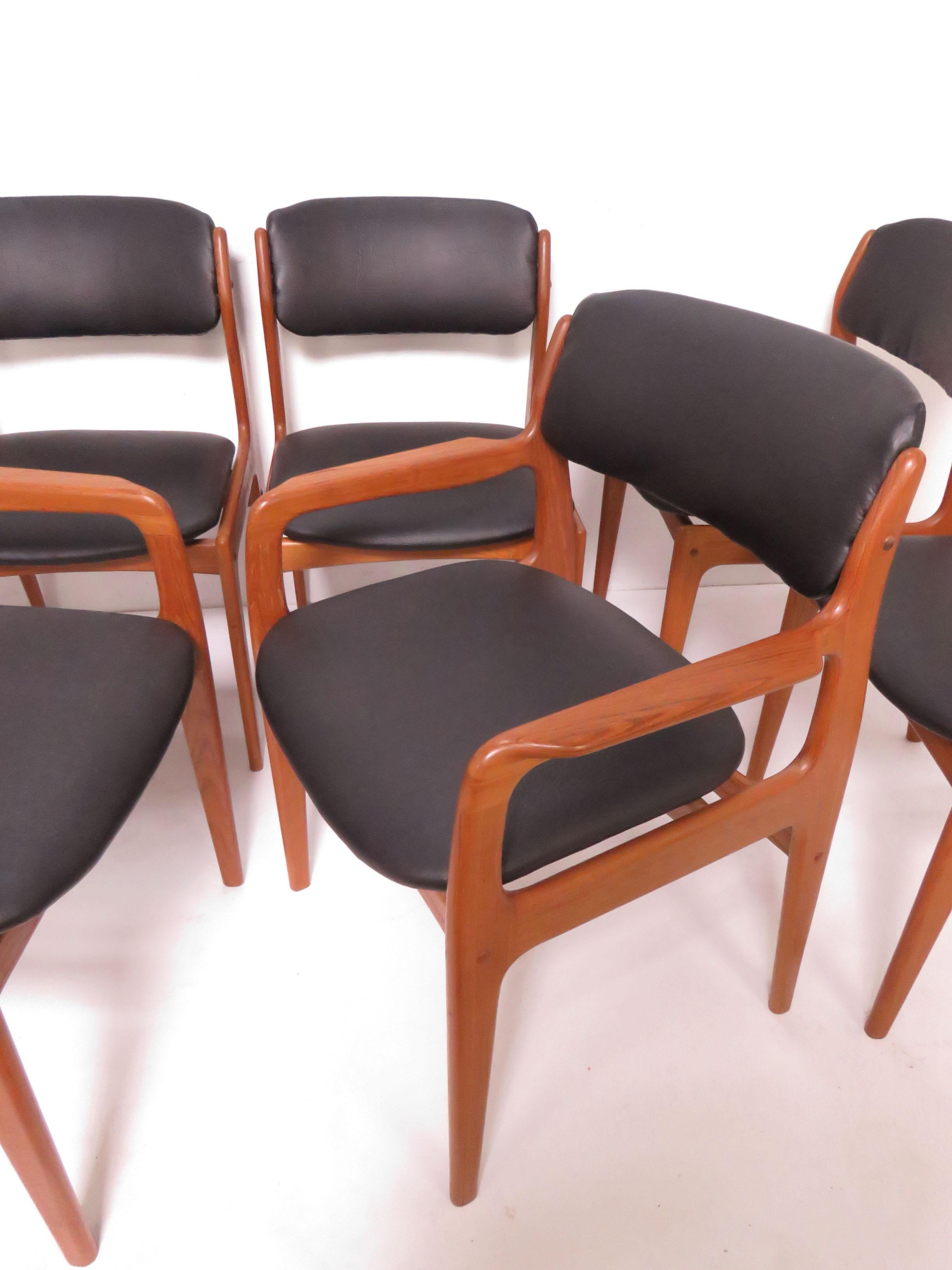 Set of Eight Danish Modern Teak Dining Chairs in Style of Erik Buch, circa 1970s 5
