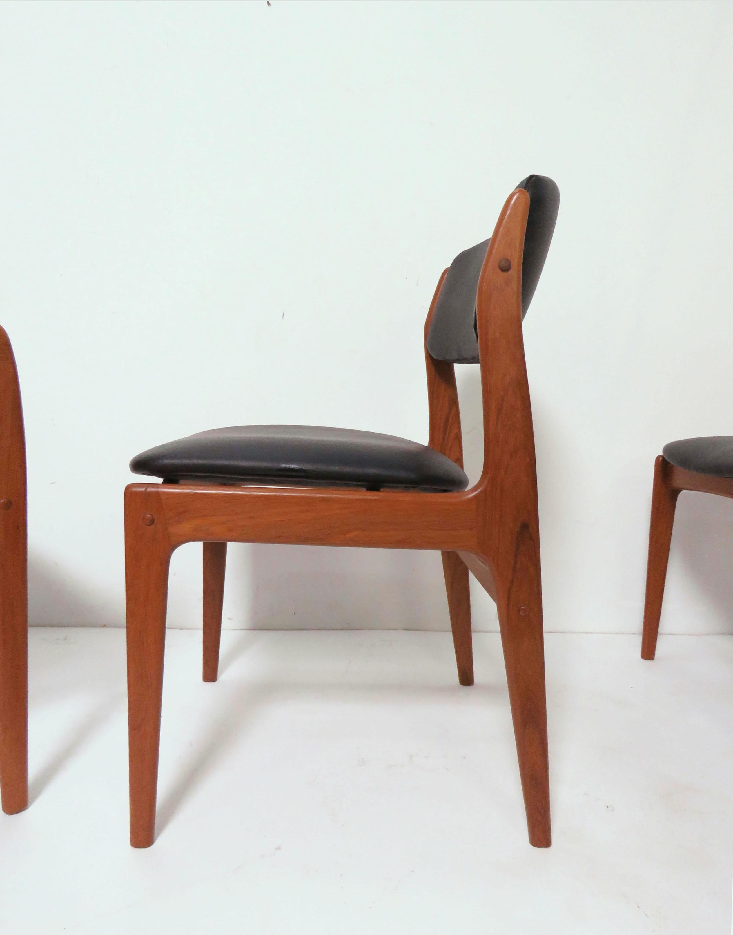 Upholstery Set of Eight Danish Modern Teak Dining Chairs in Style of Erik Buch, circa 1970s