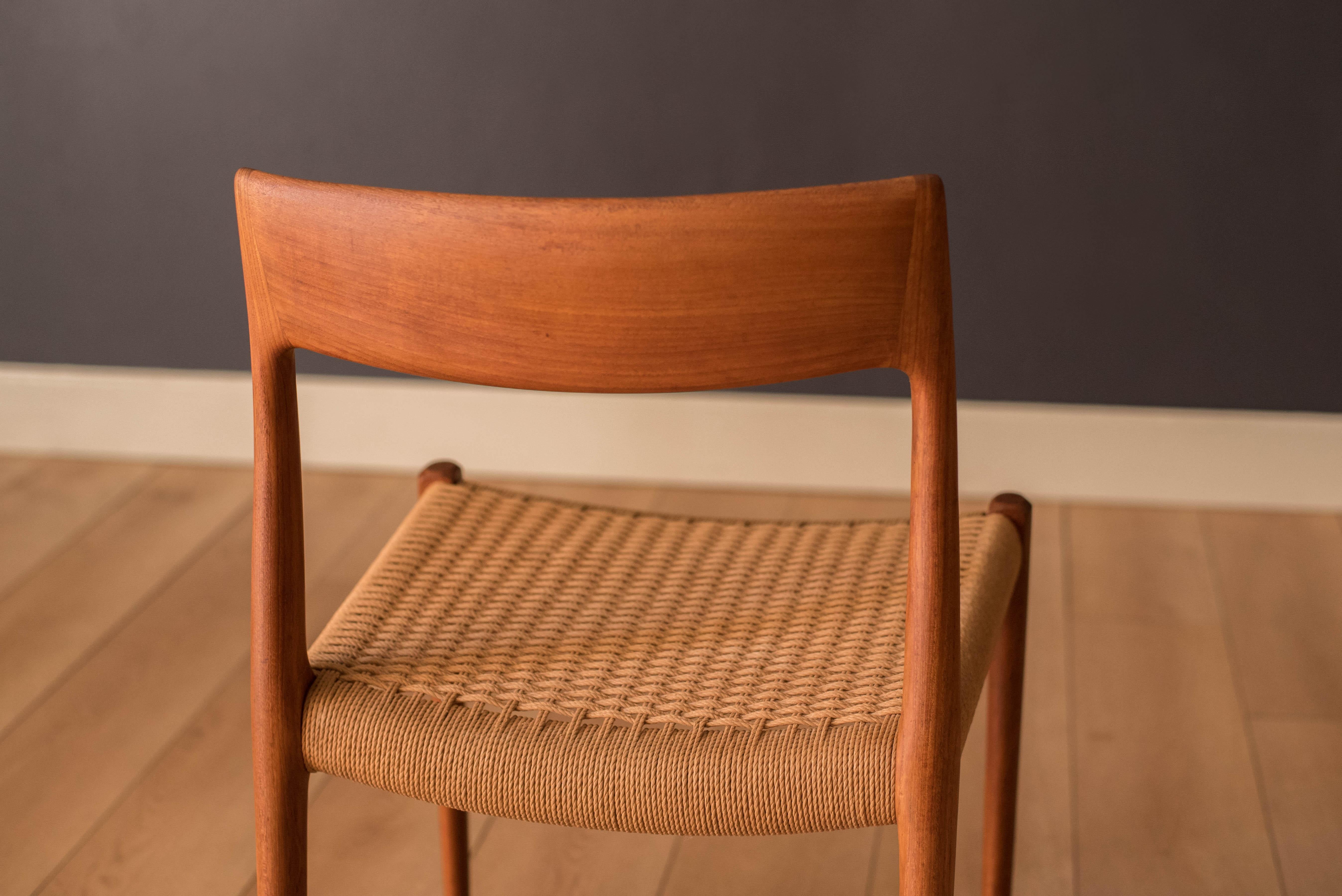 Set of Eight Danish Paper Cord and Teak Niels O. Møller Dining Chairs 57 & 77 5