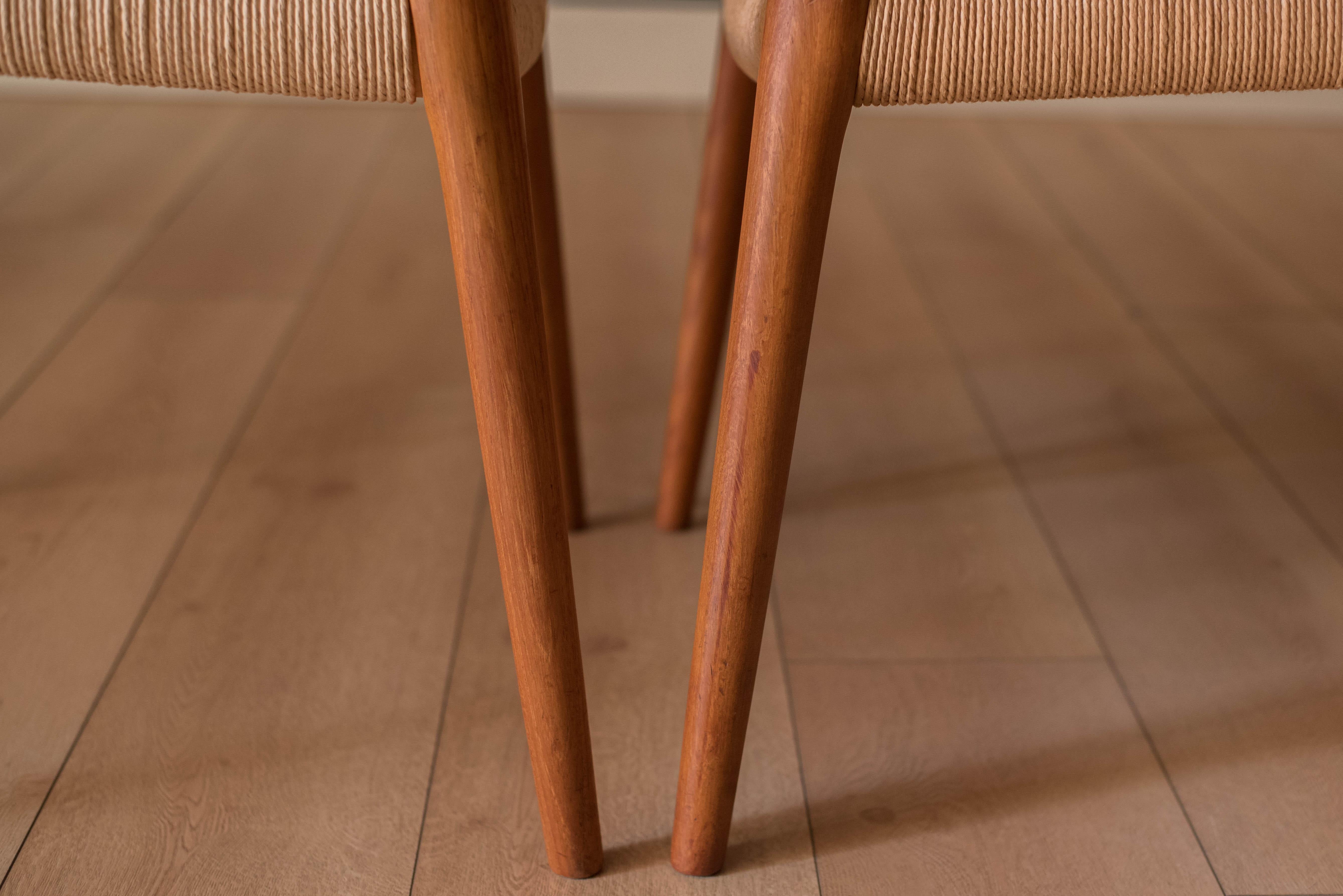 Set of Eight Danish Paper Cord and Teak Niels O. Møller Dining Chairs 57 & 77 11