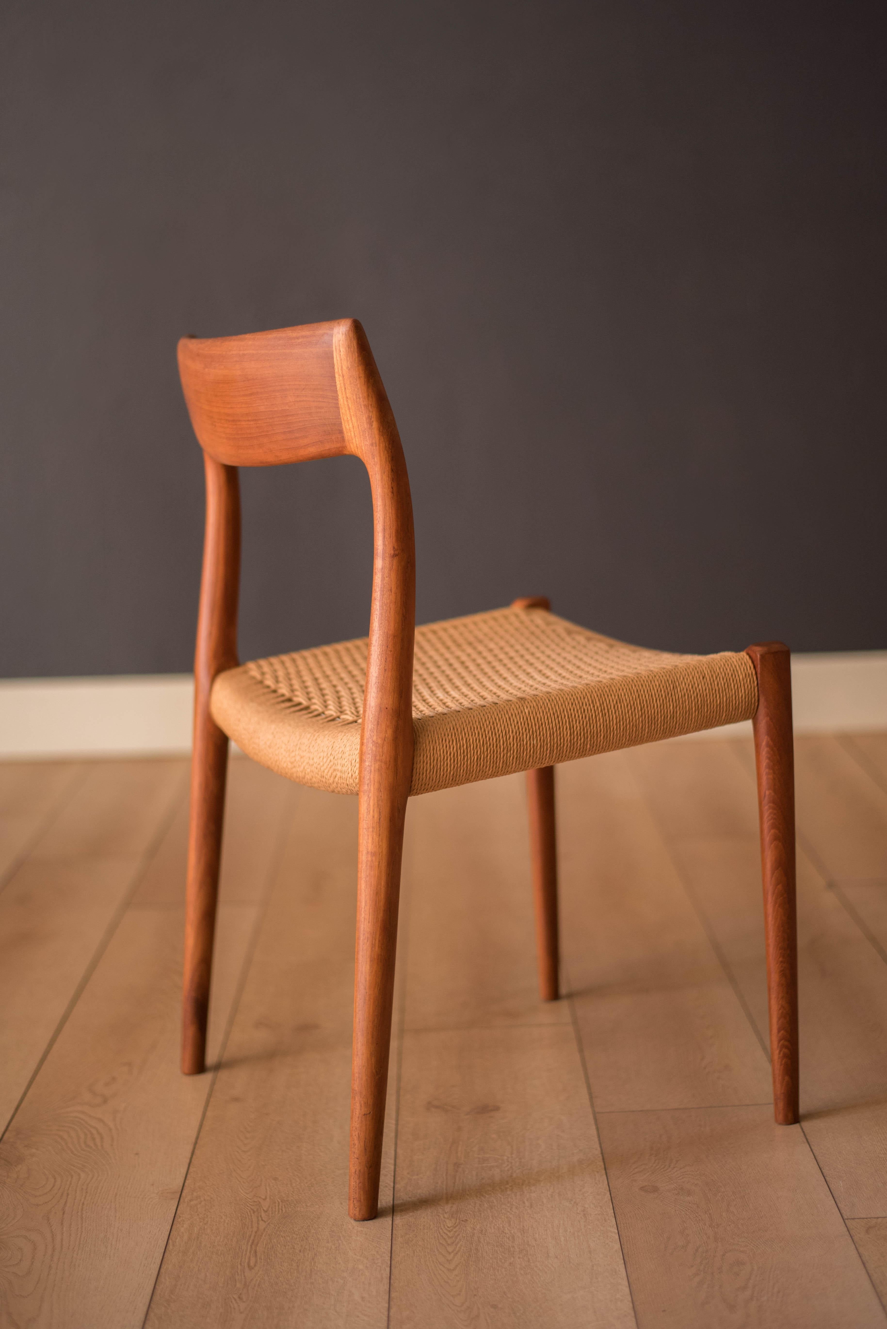 Set of Eight Danish Paper Cord and Teak Niels O. Møller Dining Chairs 57 & 77 3