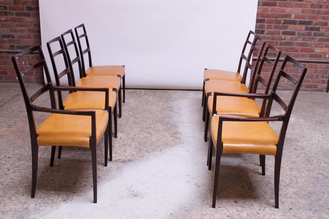 Set of Eight Danish Rosewood and Leather Dining Chairs by Sorø Stolefabrik 1