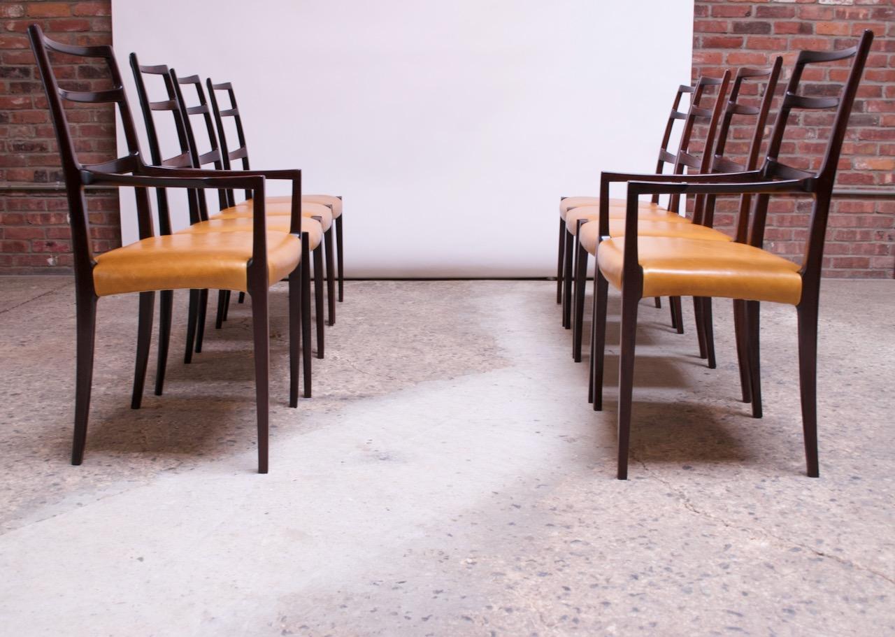 Set of Eight Danish Rosewood and Leather Dining Chairs by Sorø Stolefabrik 2