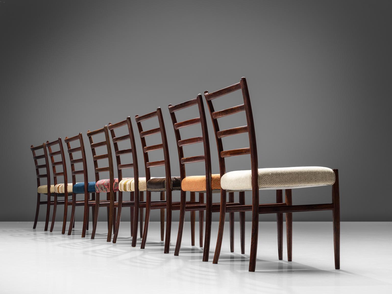Scandinavian Modern Set of Eight Danish Rosewood Dining Chairs