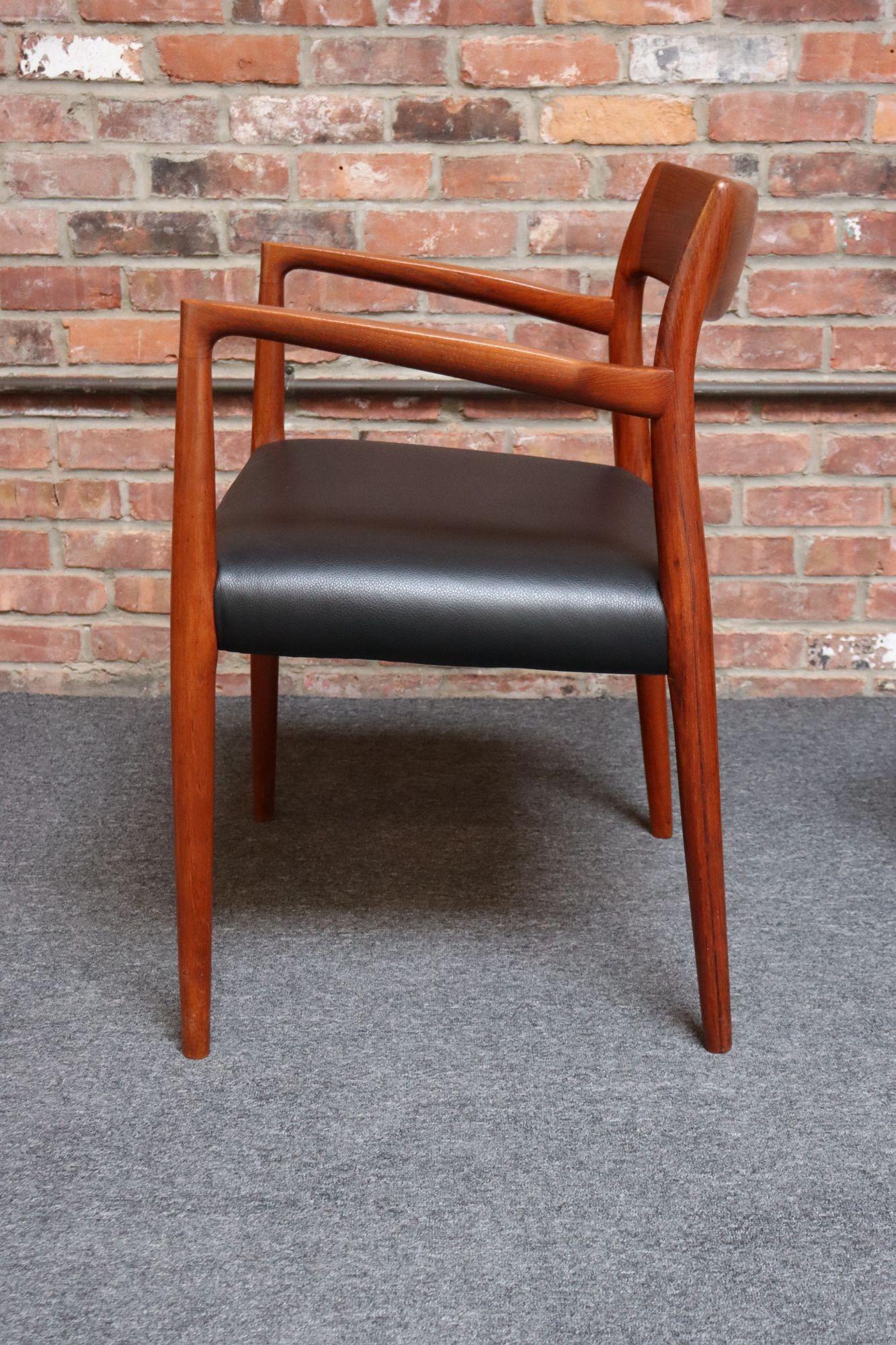 Set of Eight Danish Teak and Leather Niels O Møller Dining Chairs Models 77 & 57 14
