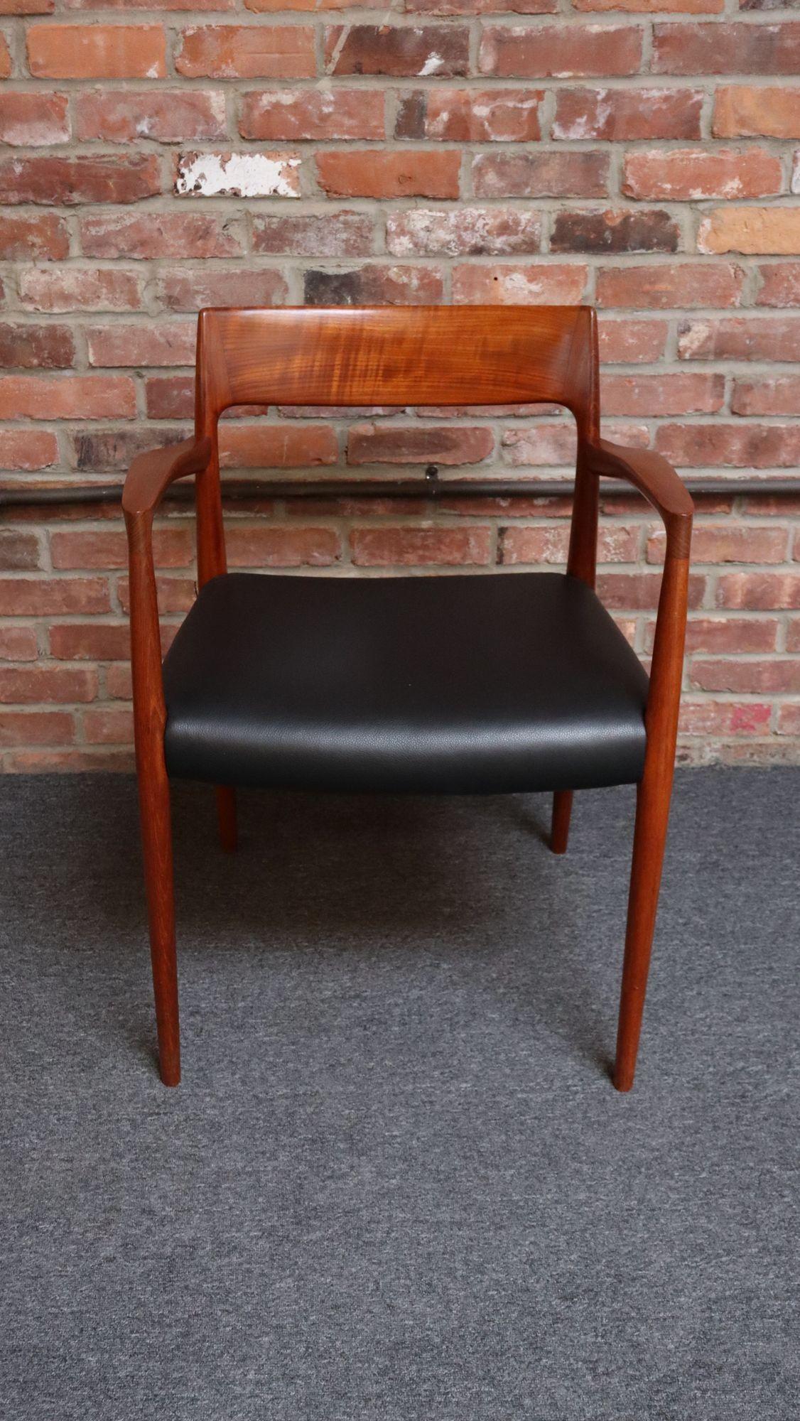 Set of Eight Danish Teak and Leather Niels O Møller Dining Chairs Models 77 & 57 1