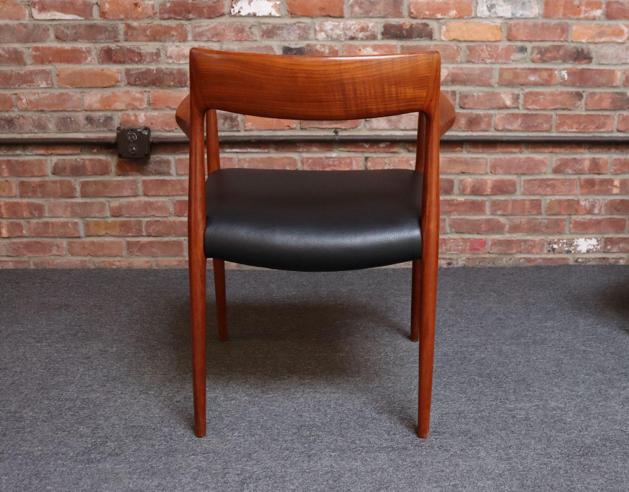 Set of Eight Danish Teak and Leather Niels O Møller Dining Chairs Models 77 & 57 2
