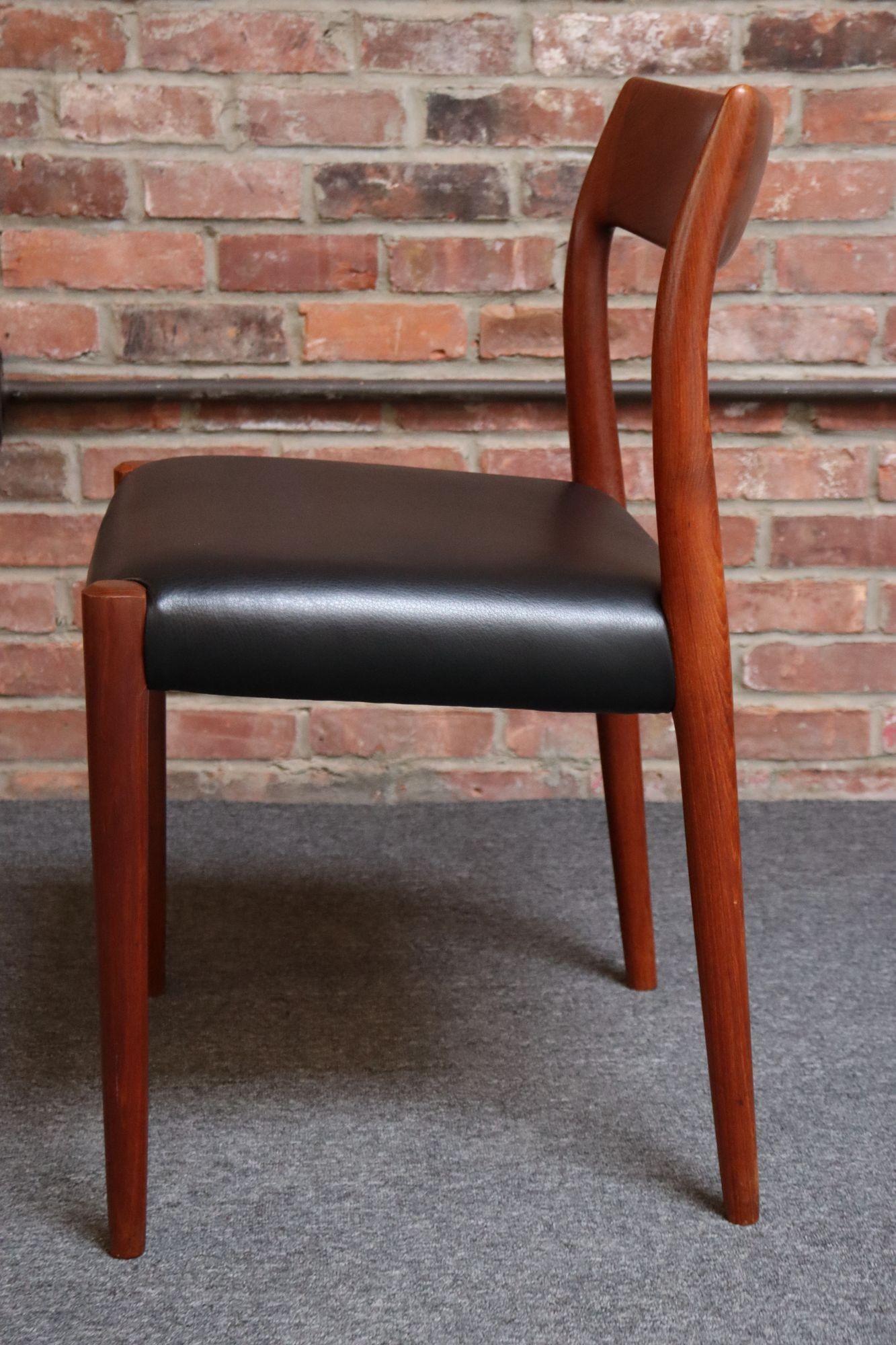 Set of Eight Danish Teak and Leather Niels O Møller Dining Chairs Models 77 & 57 3
