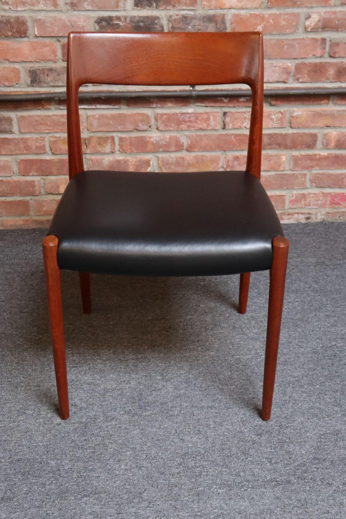 Set of Eight Danish Teak and Leather Niels O Møller Dining Chairs Models 77 & 57 4