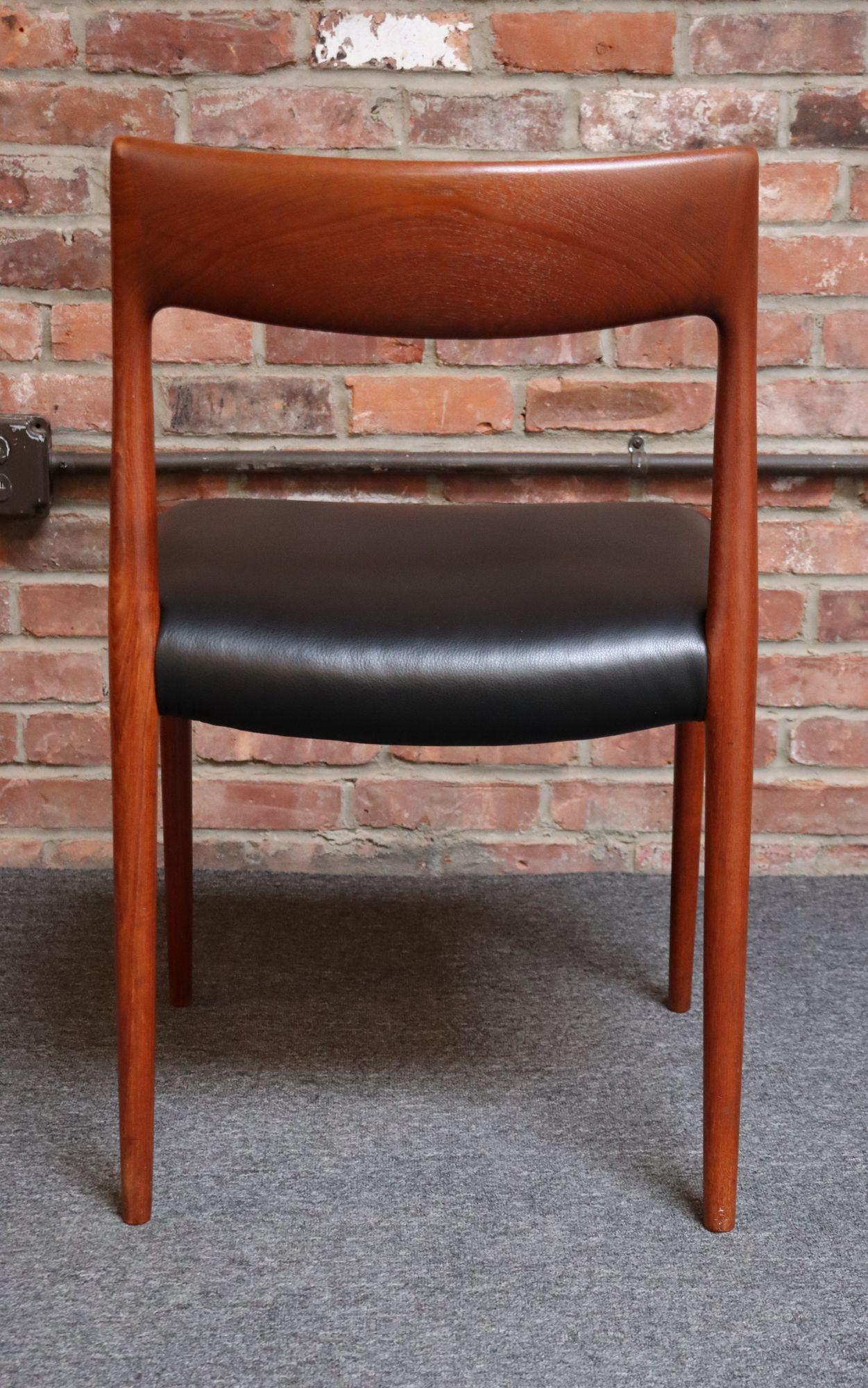 Set of Eight Danish Teak and Leather Niels O Møller Dining Chairs Models 77 & 57 5